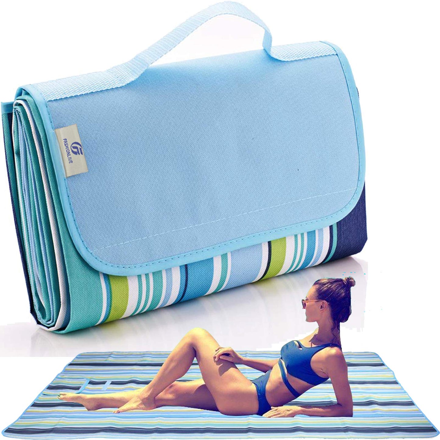 FashionLive Beach Blanket Extra Large Picnic Blankets Sandproof Waterproof Outdoor Indoor Blanket Lightweight Handy Mat Portable Beach Mat for Camping Hiking Travel Park Grass