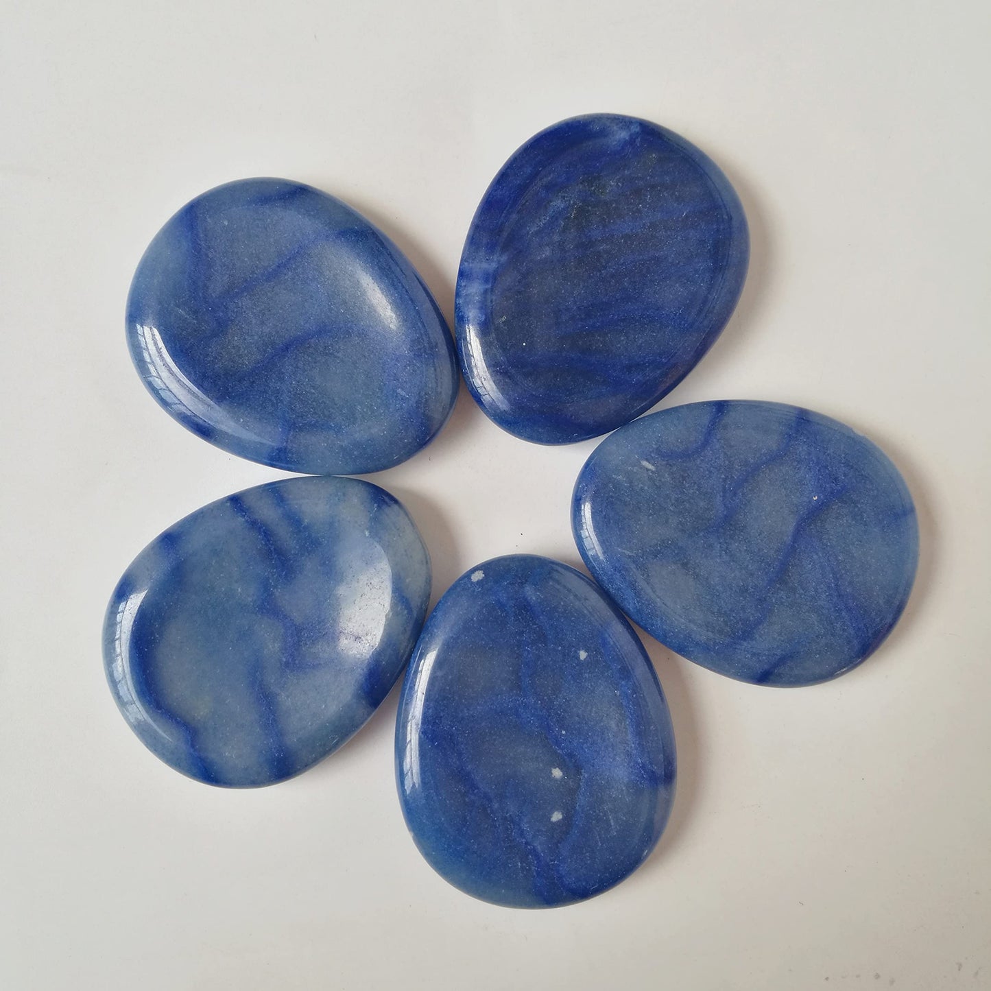Bacatgem Natural Blue Aventurine Water Drop Chakra Thumb Worry Stone,Stress Relax Healing Reiki Crystal Pocket Palm Stones