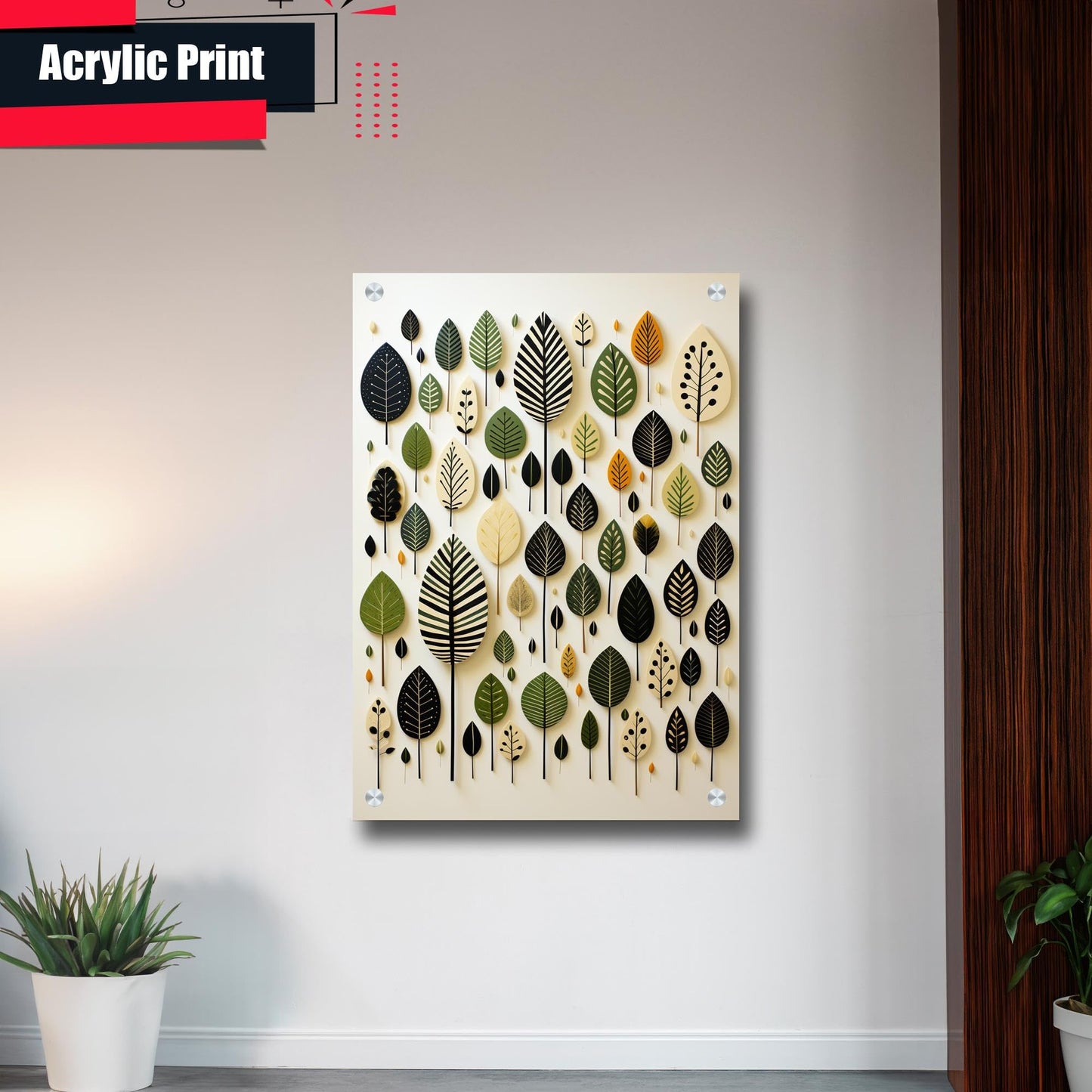 Scandinavian Folk Art, Black and Beige Abstract Botanical Wall Art for Scandinavian Home Decor, Poster Prints, Art Decor