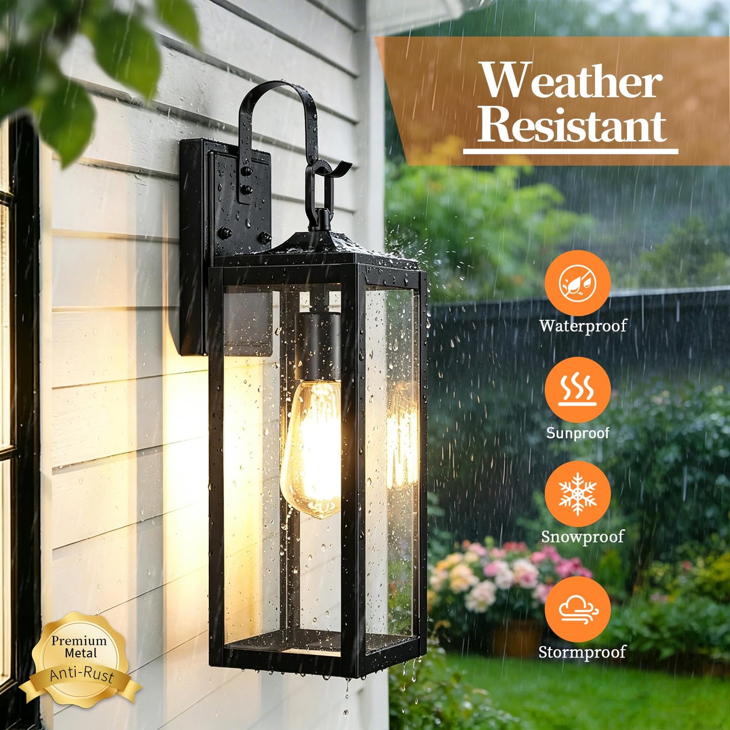 MYHXQ 18'' Large Outdoor Wall Lights 2 Packs, Modern Black Exterior Lighting Fixtures, Waterproof Outdoor Sconces Porch Light for House Wall Mount, Farmhouse Wall Lanterns for Front Door, Garage