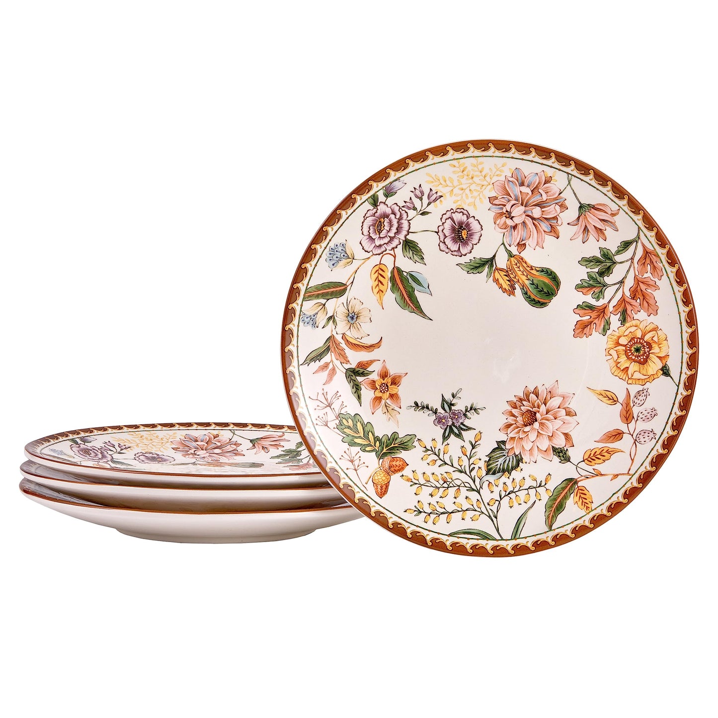 Bico Blooming Moment Dinner Plates Set of 4, 11 Inch Large Ceramic Plates for Pasta, Steak, Stylish Serving Dishes, Microwave and Dishwasher Safe, Gift for Housewarming and Thanksgiving