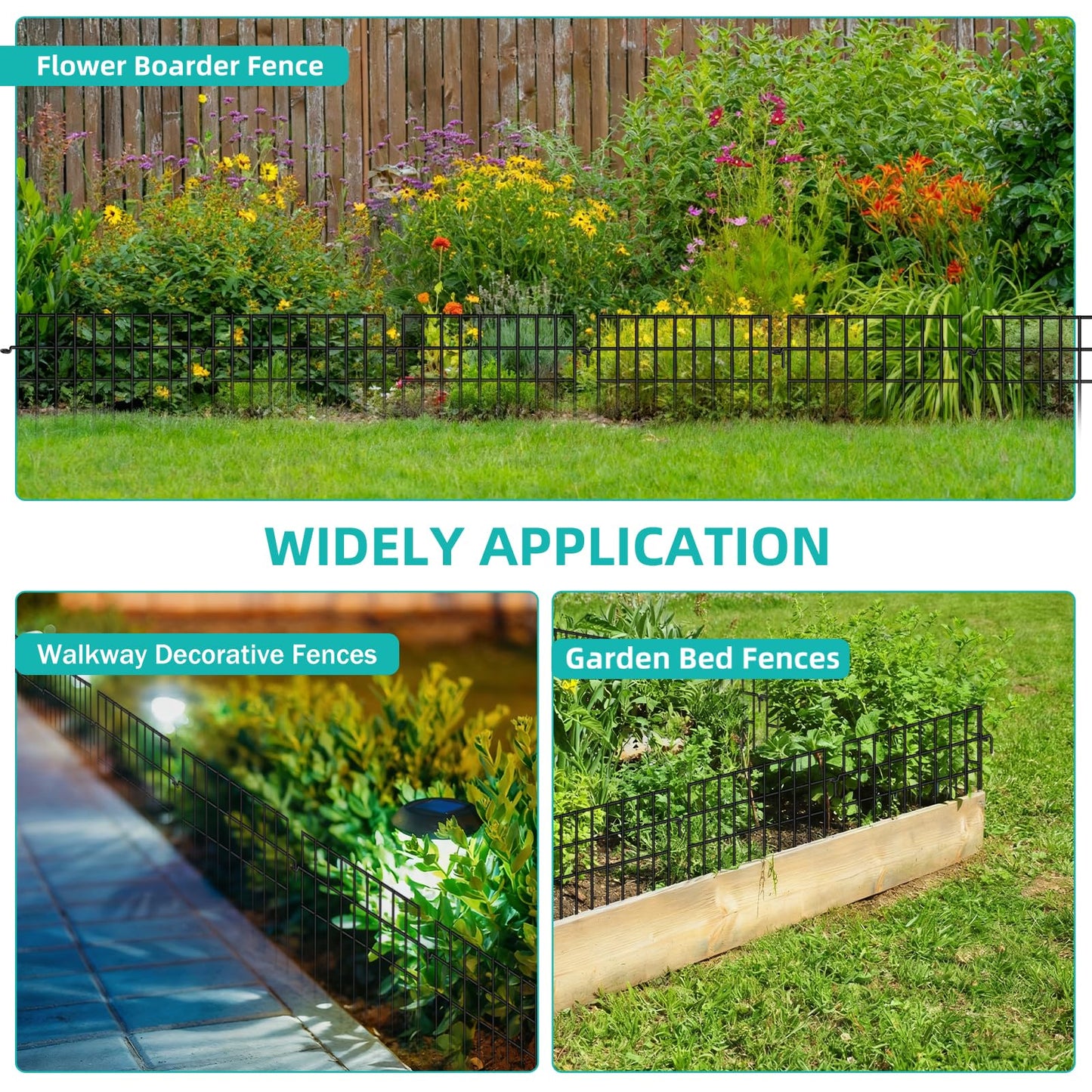 FOKEP 30 Panels Animal Barrier Fence, No Dig Fences, 13in(H) X 42.5ft(L) Garden Fence Animal Barrier for Rabbit and Dog Under Fencing Barrier, Rustproof Metal Fences Border for Outdoor, Yard, Patio