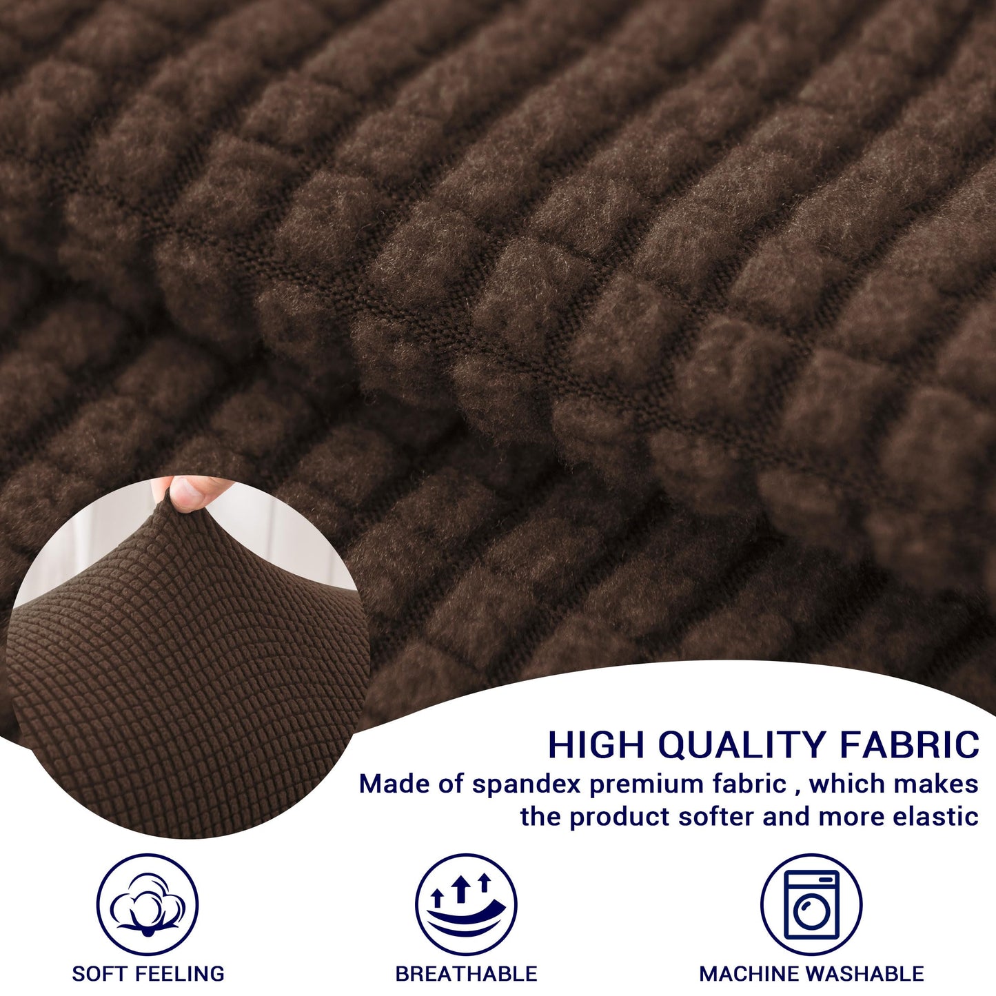 SUBRTEX Stretch Couch Arm Covers Set of 2, Checkered Sofa Arm Slipcovers, Anti-Slip Armrest Covers for Recliner and Armchairs, Pet Proof, High Stretchy, Hook & Loop Tape, Chocolate