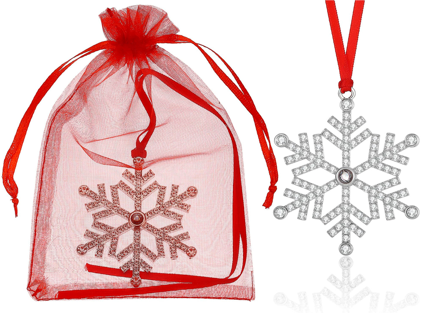 3PCS Metal Snowflake Christmas Hanging Ornaments Set Christmas Tree Ornaments Decorations Xmas Glitter Hanging Ornaments Gifts Birthdays Winter Parties Home Holiday Decor (Snowflake,3)