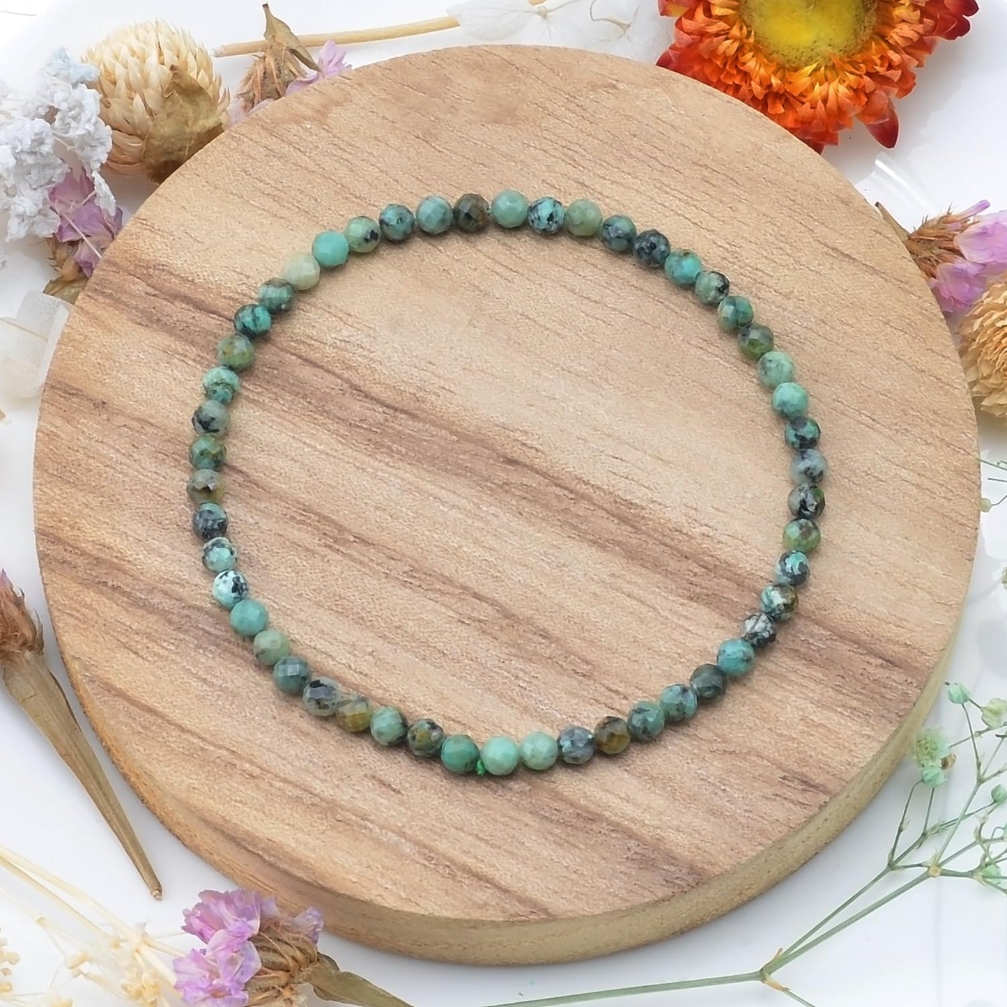 MASSIVE BEADS Natural Genuine Gemstone Beads Healing Crystal Chakra Reiki Jewelry Faceted Round Beads Bracelets (African Turquoise, 3mm)