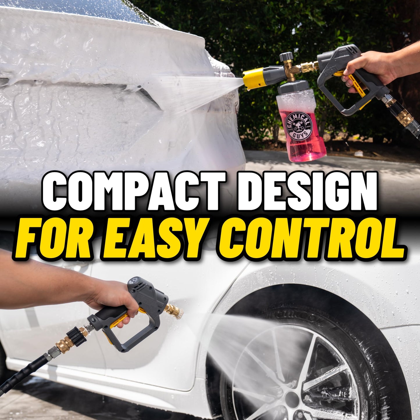 Chemical Guys Snubby Pressure Washer Gun with Foam Cannon Attachment - Short Handle for Gas and Electric Pressure Washers, Foam Sprayer Ideal for Car Washing, Detailing, and Home Cleaning Projects