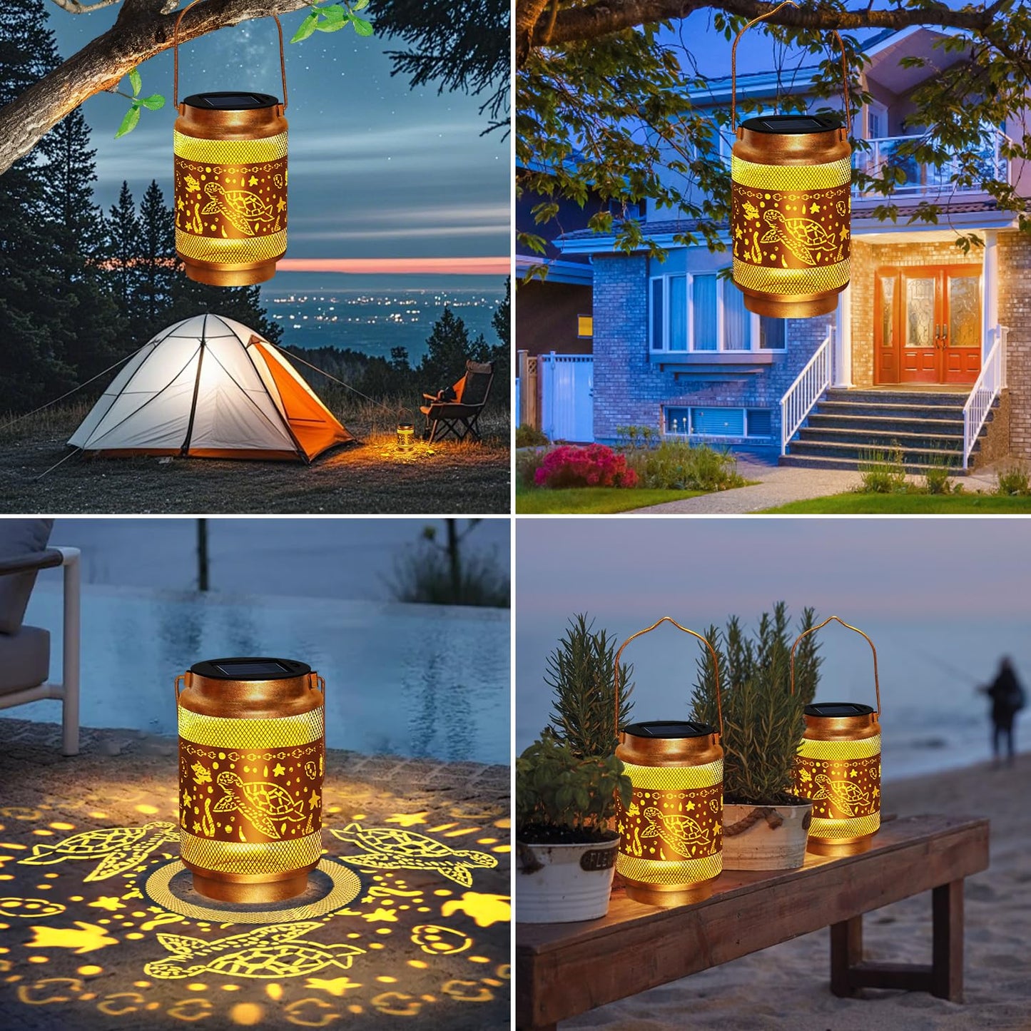 Solar Lanterns Outdoor Waterproof Turtle Garden Decor Christmas Decorations Birthday Gifts for Women Grandma,Grandma Hanging Solar Lights Hollowed-Out Lanterns for Garden Yard,Patio,Backyard,Porch