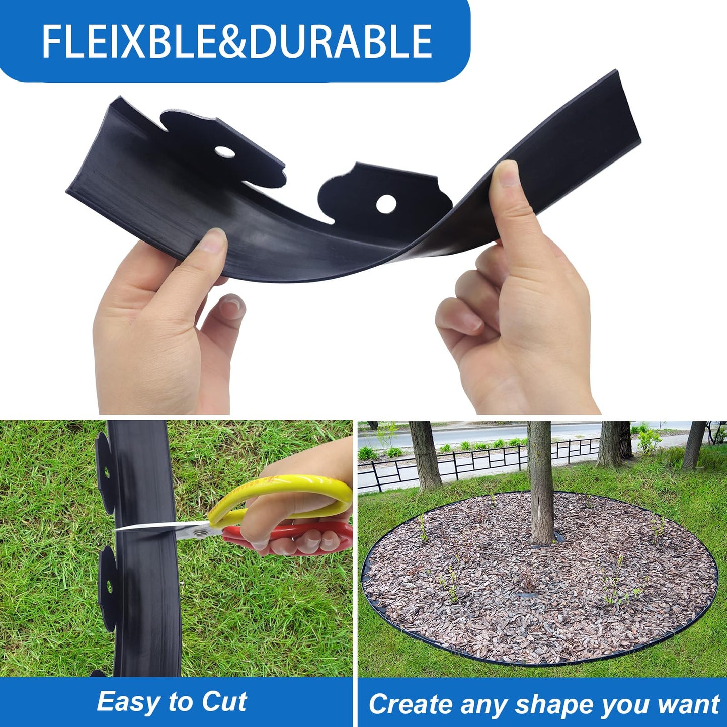 Landscape Edging Kit LOLEDE– 33FT Flexible Paver Edging, 4" Tall Lawn Border with 30 Rust-Resistant Stakes – Ideal for Flower Beds, Lawns, Driveways, and Gardens
