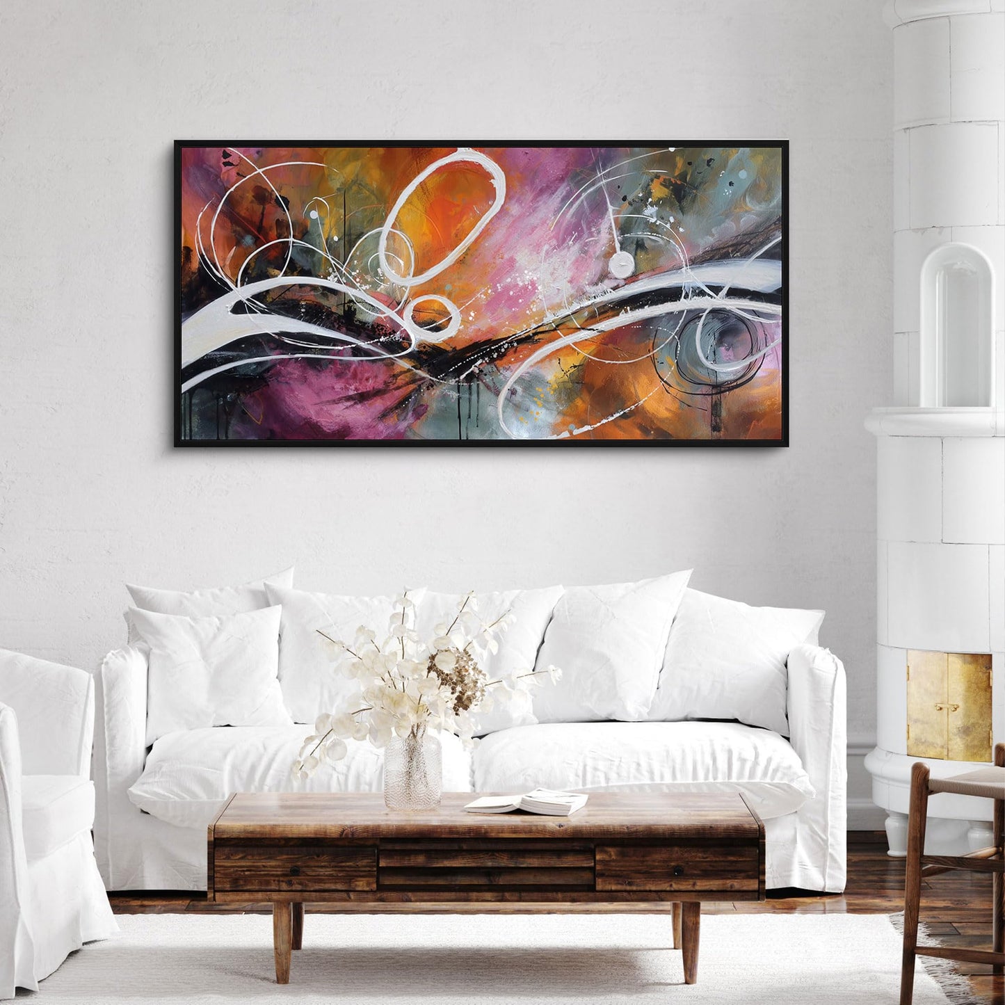yiijeah Purple Wall Decor Bedroom Canvas Abstract Bathroom Art Picture Items for Women Framed Artwork Print 48x24 Inches