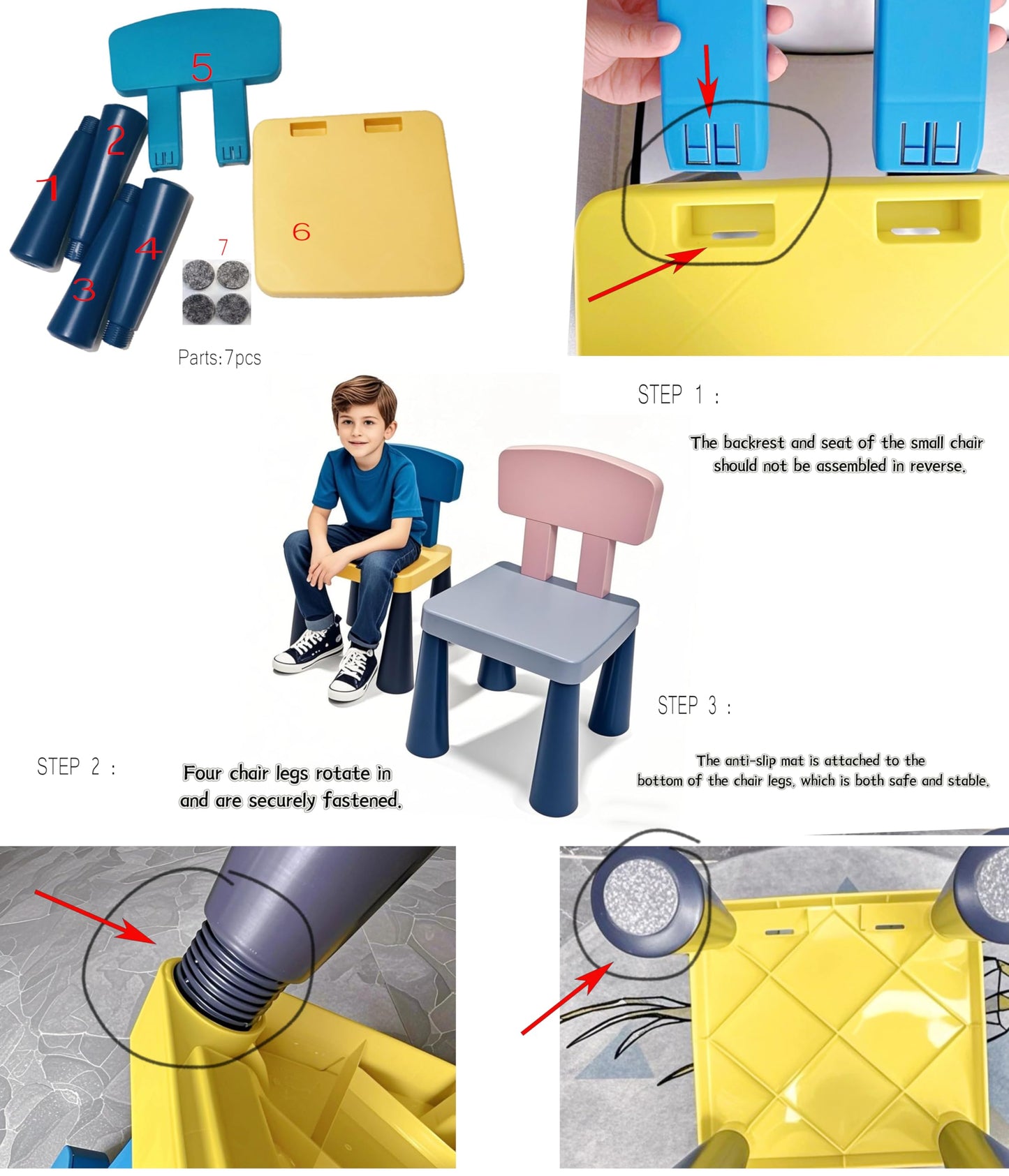 2Pcs Plastic Toddler Chair, Lightweight and Sturdy Kids Chair, Double-layer backrest Little Seat Chairs for Home, Kindergarten, Playroom, Lawn, Beach, Indoor or Outdoor Use for Girls Boys Age 3-7