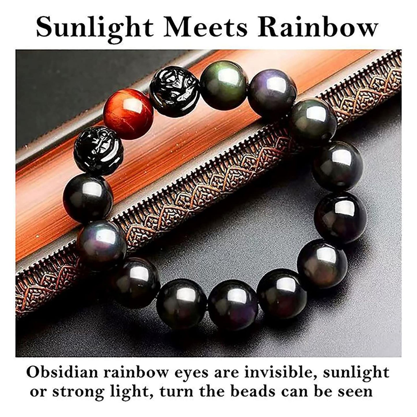 Black Obsidian Bracelet,Feng Shui Black Obsidian Wealth Bracelet for Women Men Couples Handmade Stretch Obsidian Bracelet Bangle with Carved Pixiu Tiger Eye Stone Attract Wealth Money and Good Luck