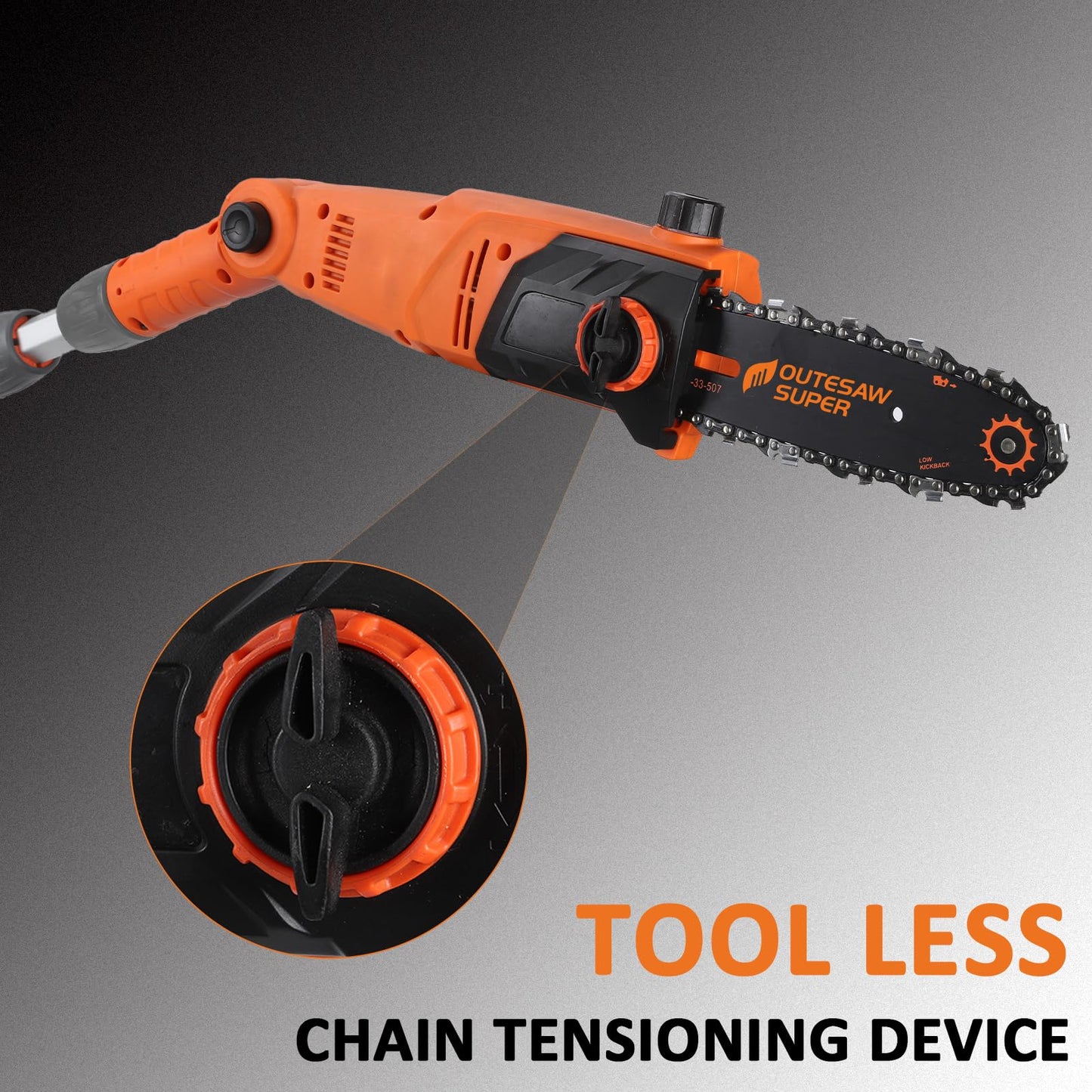OUTESAWSUPER Electric Pole Saw for Tree Trimming 8-Inch Corded Telescoping Power Pole Saw Adjustable Head Pole Chainsaw for Tree Trimming Courtyard Household