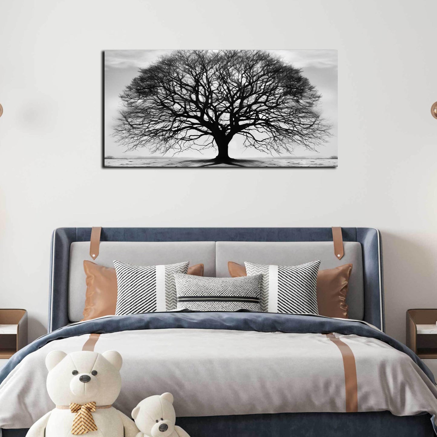 Prepeyssee Tree of Life Wall Art Large Artwork Black and White Wall Art Modern Landscape Nature Canvas Prints Decor for Living Room Bedroom Office Ready to Hang 20"x40"