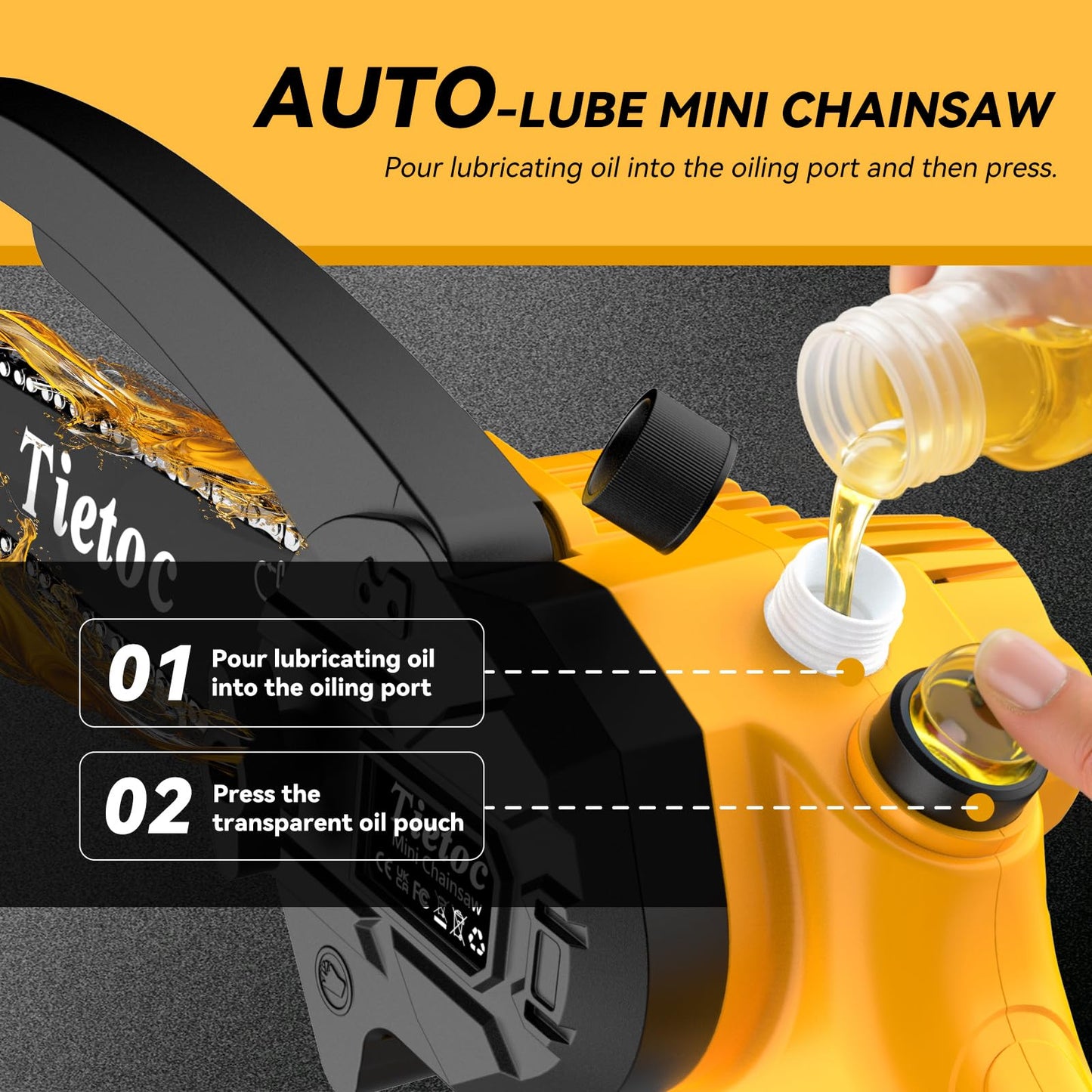 Mini Chainsaw Cordless,6 Inch Portable Electric Chainsaw with 2 Battery 2 Chains,Battery Powered Small Handheld Chain Saw with Automatic Oiler,for Tree Trimming,Cutting Wood,Garden Tool,Gift for Men