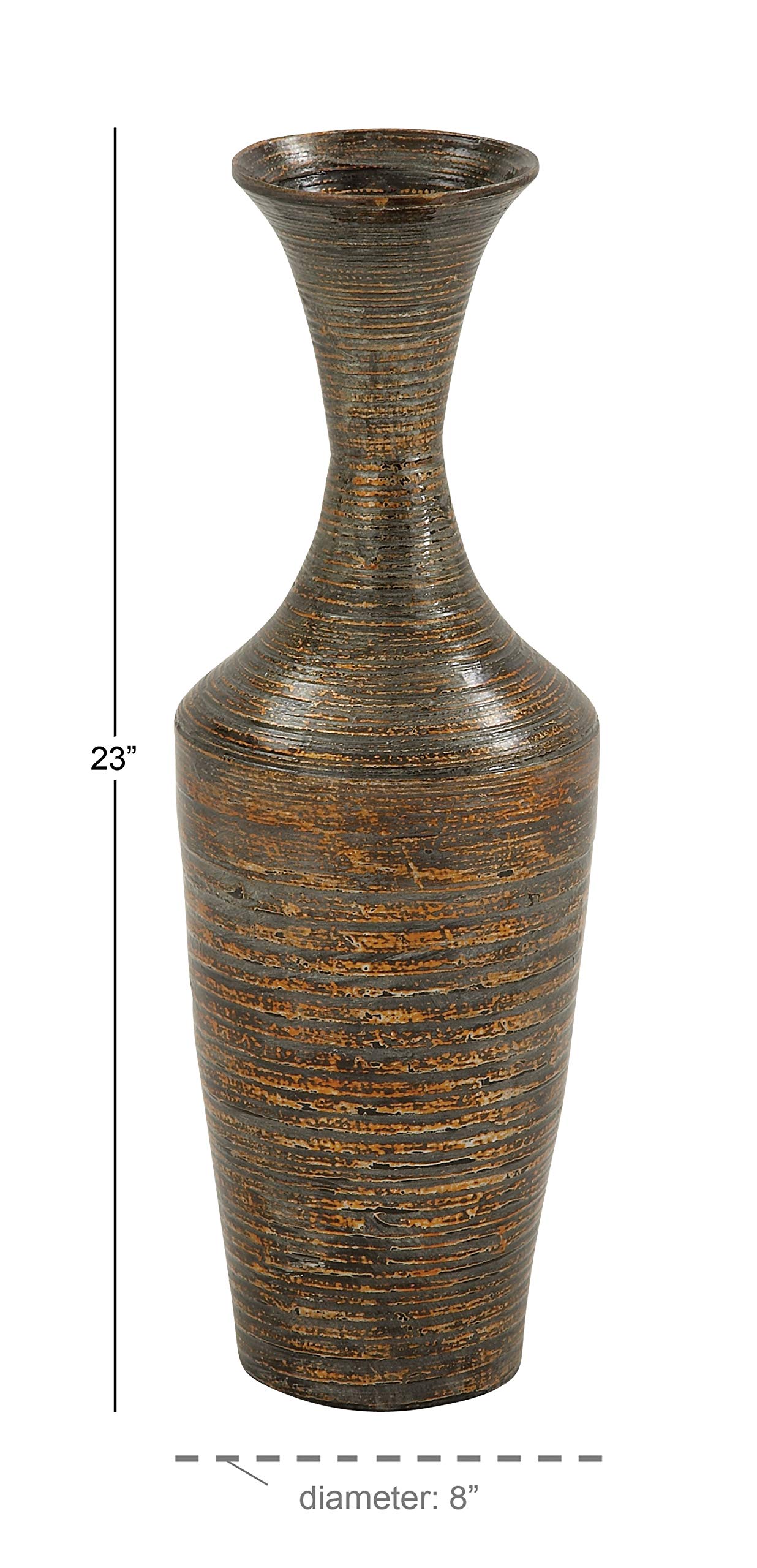Deco 79 Bamboo Wood Decorative Vase Tall Floor Centerpiece Vase with Lacquer, Vase for Home Decoration 8" x 8" x 23", Dark Brown