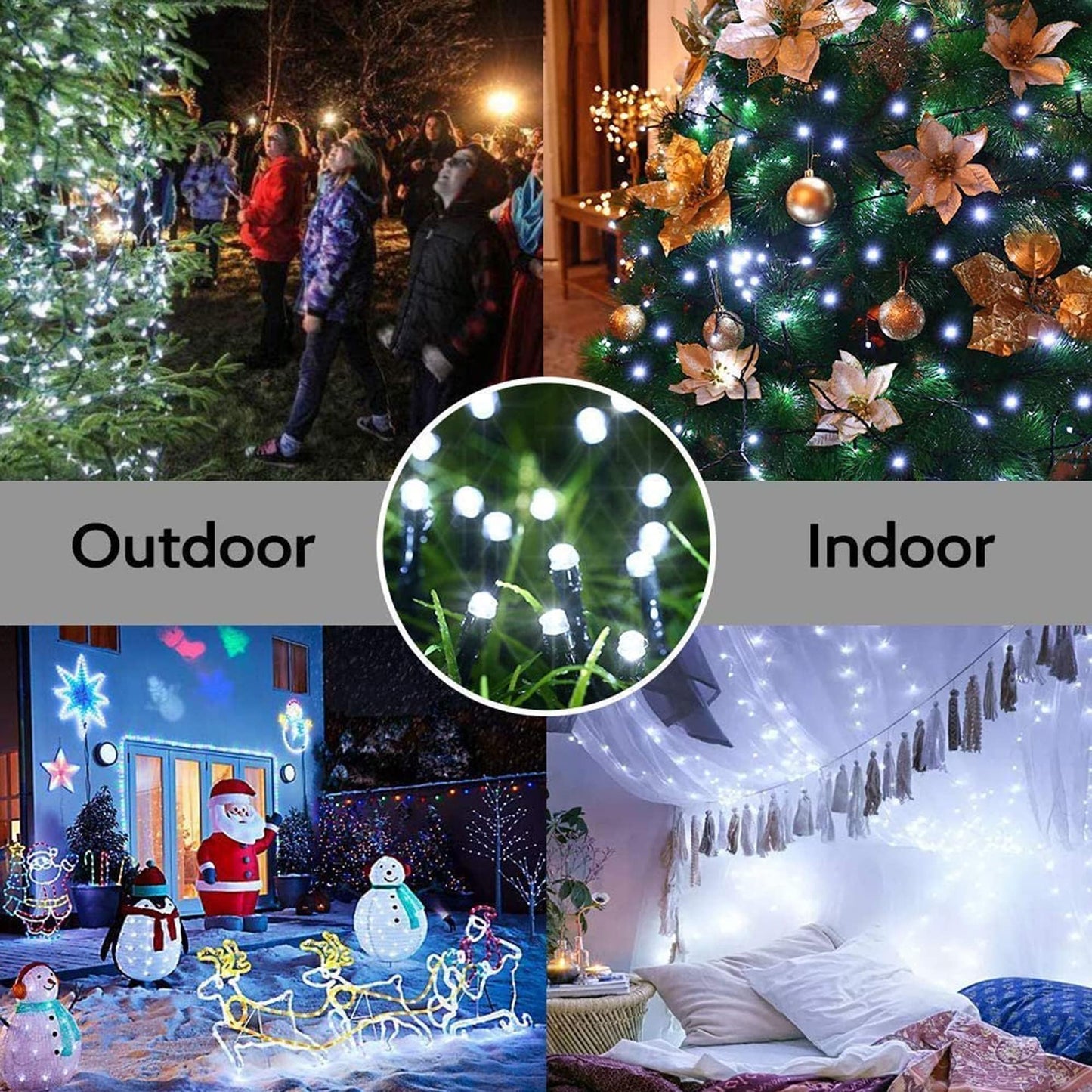 Joomer Solar Christmas String Lights, 39FT 100LED Waterproof Outdoor Lights with 8 Modes Twinkle Fairy Light for Garden, Patio, Yard, Tree and Christmas Decor (White)