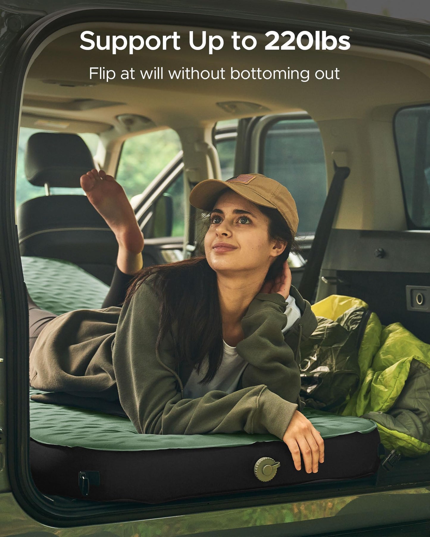 Acacia 4.3" Thick Self Inflating Sleeping Pad with Foam | Innovative Y-Shaped Telescopic Structure | Ultraportable Camping Mattress | Outdoor Compact Air Mat for Tent Car | Single