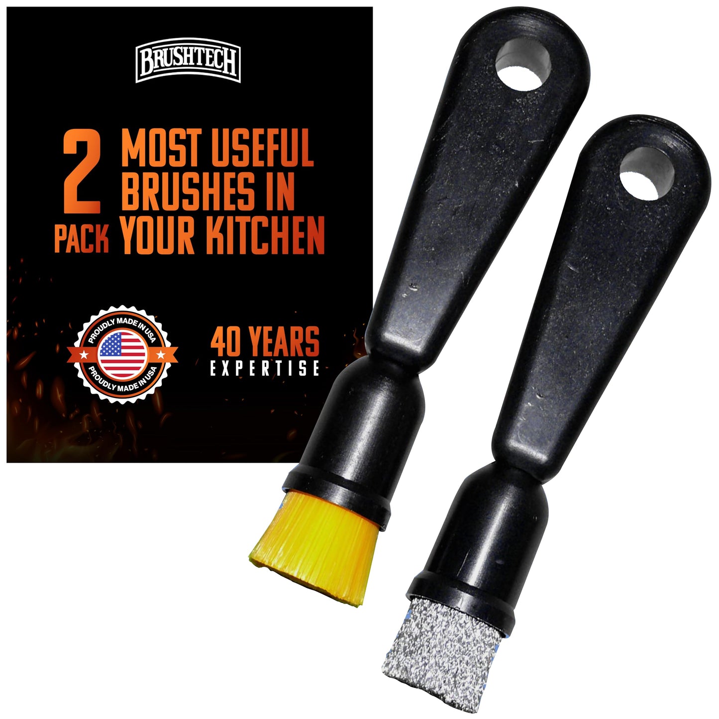 Brushtech Kitchen Essentials Burnt-On Food Brush Set – Dual-Purpose Scrub Tools for Cookware & Bakeware, Tackling Tough Residue on pots, Pans & Oven Surfaces – Durable Nylon-Bristle Brushes