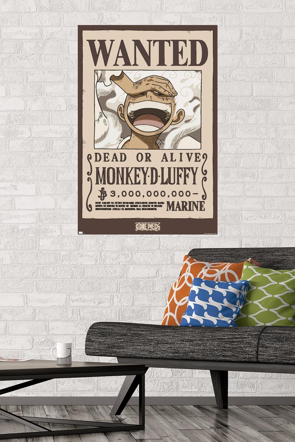One Piece - Monkey D Luffy Wanted Poster Wall Poster, 34L" x 22.4W", Unframed Version