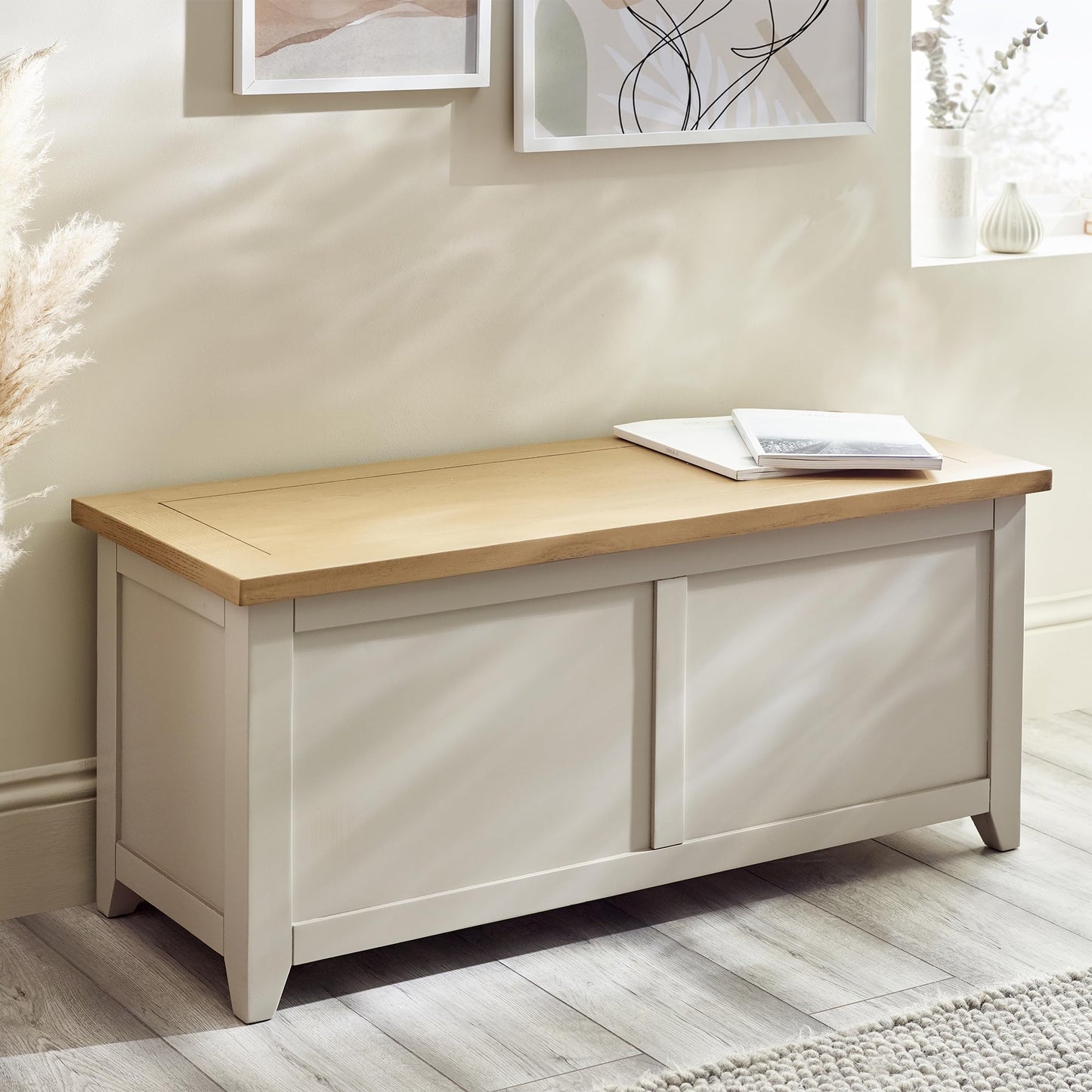 Julian Bowen Richmond Wooden Storage Bench, Elephant Grey, 45 x 105 x 40 cm