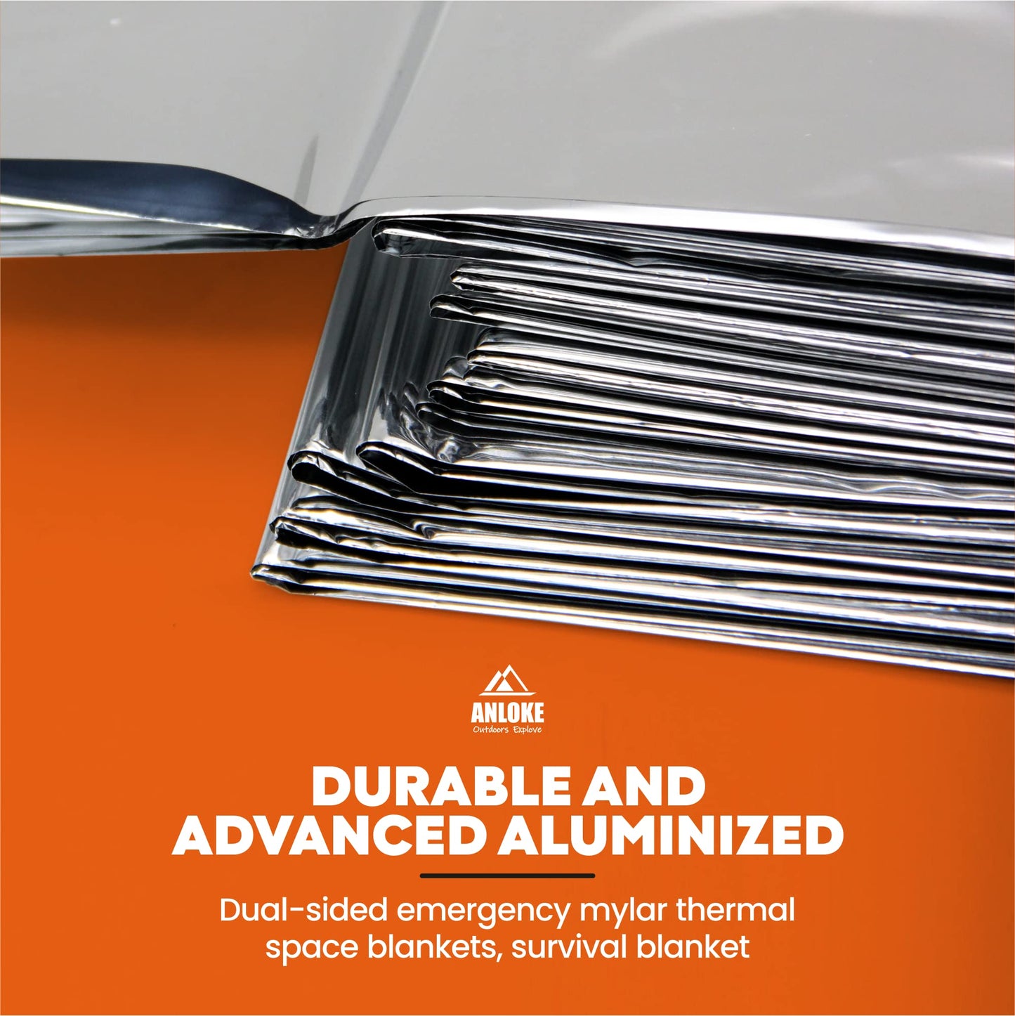 ANLOKE Emergency Blankets Mylar Thermal Blanket,(10 Pack) of Gigantic Space Blanket 84 * 64 in. Survival Blankets Heavy Duty Camping Gear,First Aid