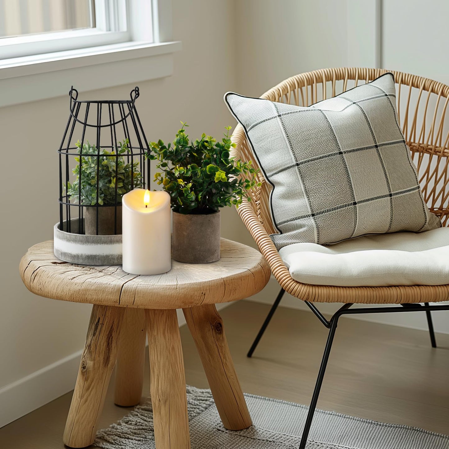 Homemory Rustic Farmhouse Lantern Decor with Flameless Candle & Remote Timer, 2PCS Stylish Metal Candle Holder Home Decorations for Fireplace Mantle Kitchen Dining Table Living Room