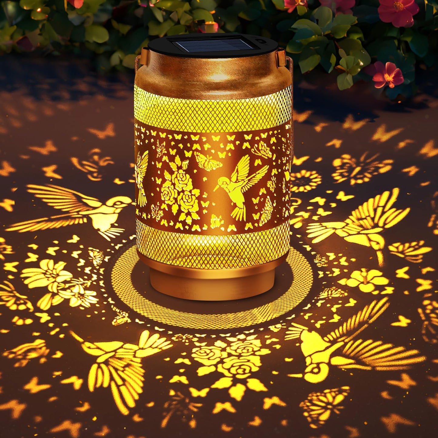 Mothers Day Gifts Solar Lanterns Outdoor Waterproof Hummingbird Garden Decor,Birthday Gifts for Women Mom Grandma,Hanging Solar Hummingbird Lights Outside Hollowed-Out Lantern for Patio,Yard Art,Porch