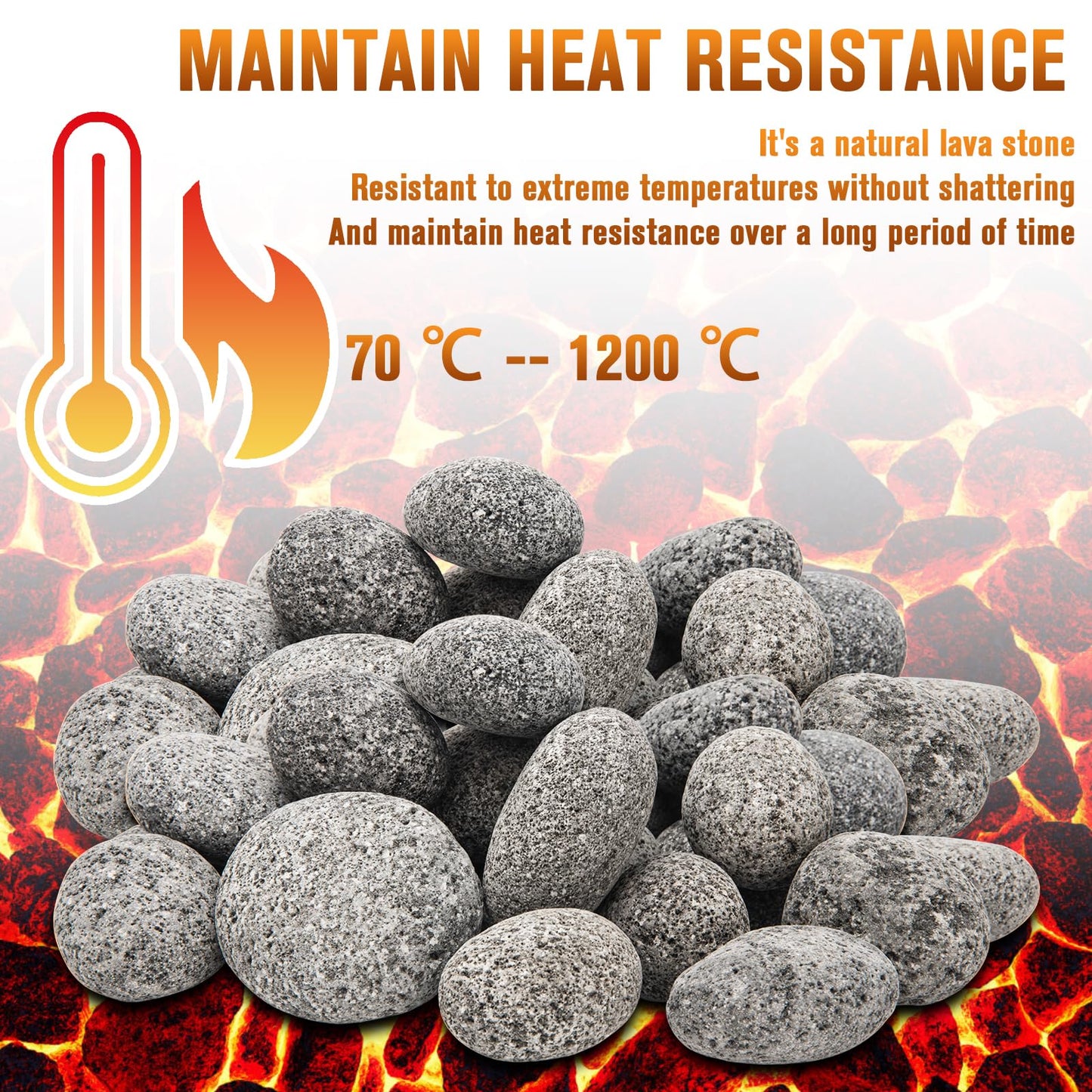 Black Lava Rocks for Fire Pit,2"-3" Natural Lava Stones, Black Lava Rocks for fire Pit and Fireplace（10 Pound）