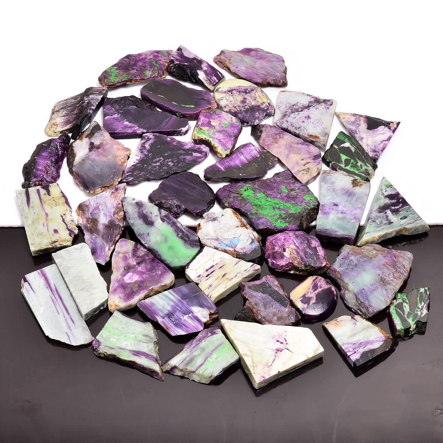 Natural Kemmererite Raw Slice Gemstone- Healing Crystals for DIY Jewelry Making -Loose Natural Cabochon -Perfect for Crafting Unique Jewelry Designs (5 pcs, 25-35 mm)