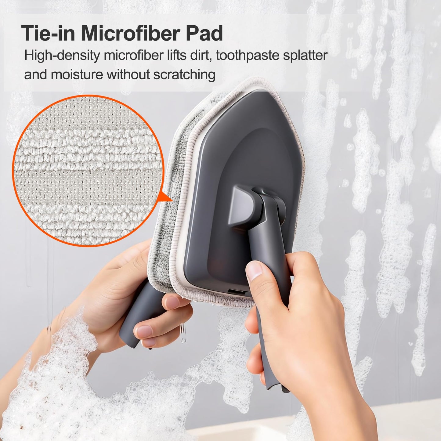 CLEANHOME Tile Tub Scrubber Brush with 3 Different Function Cleaning Heads and 56" Extendable Long Handle-No Scratch Shower Scrubber for Cleaning Bathroom Kitchen Toilet Wall,Bathtub,Sink,Grey