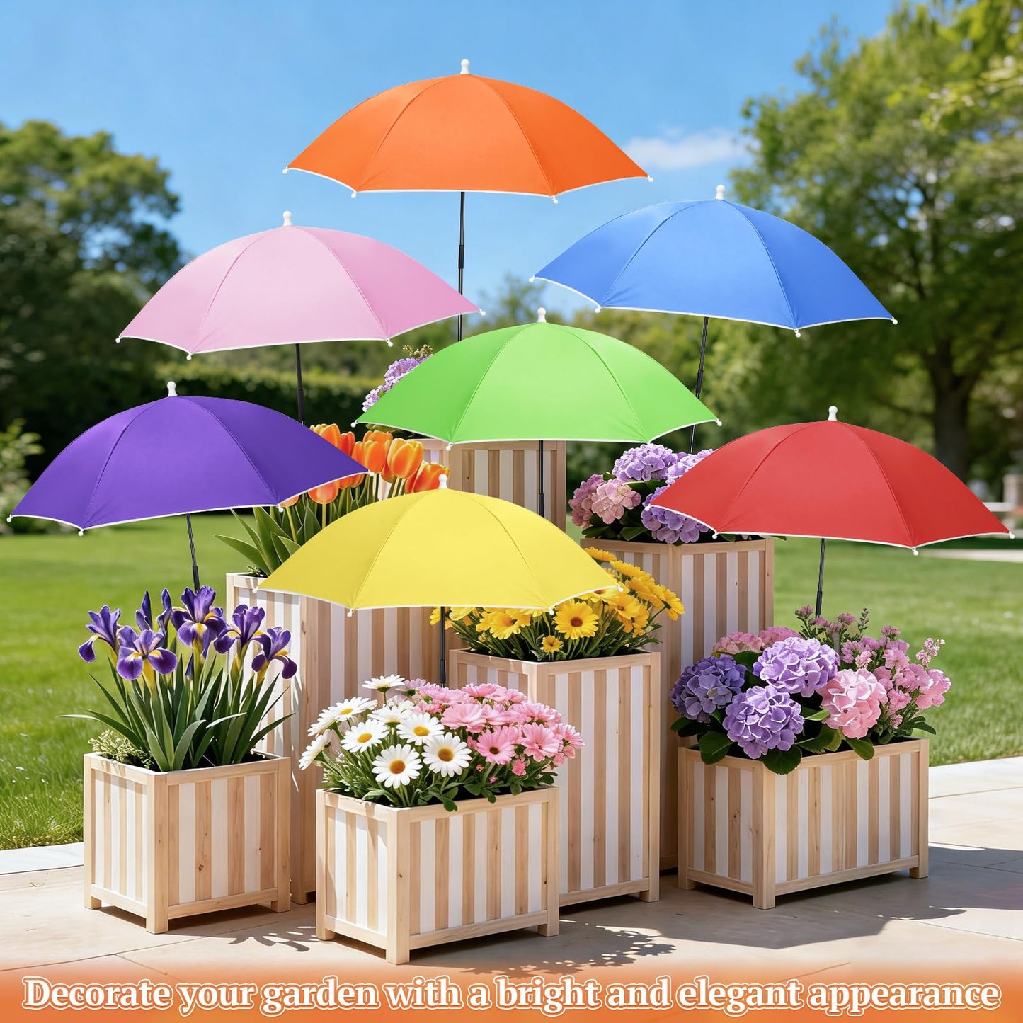 Tryly Plant Umbrellas for Outdoor Plants, Garden Umbrella Shade for Potted Plants and Garden Beds, Provide Shade to ‌Defend Plants From Blazing Sun (1Green 1Yellow)