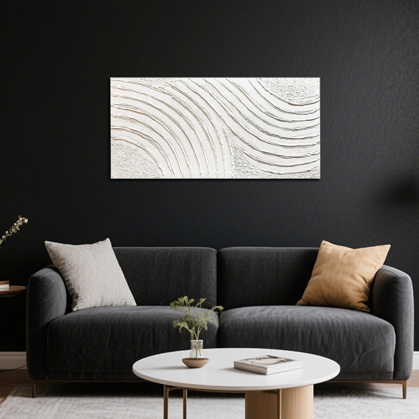 Trogonup Large Abstract Canvas Wall Art for Living Room Hand Painted White Minimalist Textured Painting Modern Neutral Artwork for Bedroom Home Office Decor Ready to Hang 20x40 Inch