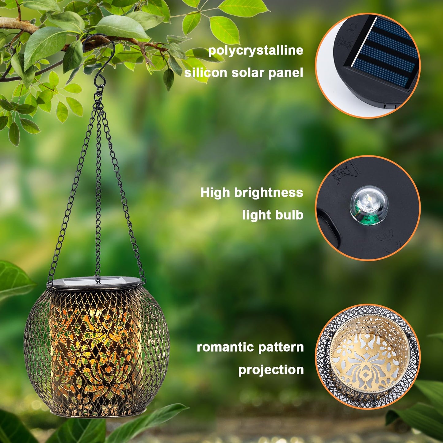 Solar Lanterns Outdoor Waterproof, 4 Pack Hanging Solar Lights Outside Garden Decor, Gifts for Women Mom Grandma Metal Decorative Lantern for Patio Yard Porch Balcony Backyard Lawn