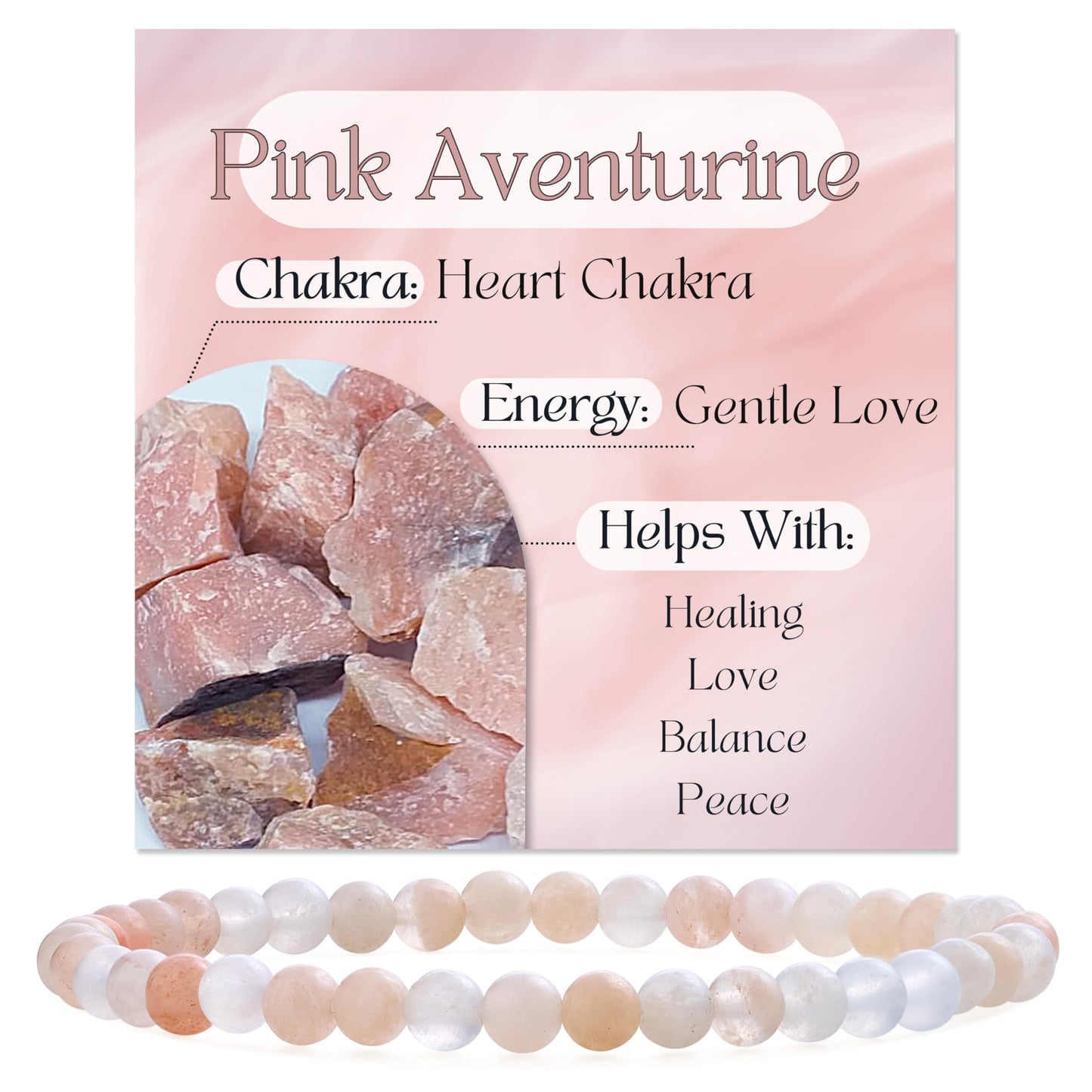 Bivei Pink Aventurine-Gentle Love-4mm Beaded Bracelets for Women Handmade Semi Precious Natural Stone Stretch Elastic Jewelry Yoga Protection Gifts