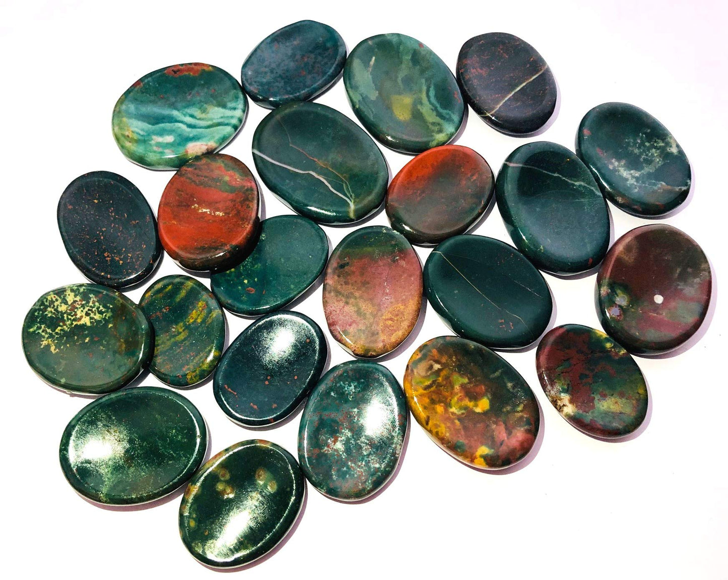 crystalmiracle Bloodstone Worry Stone Positive Energy Crystal Healing Thumb Stone for Metaphysical Powerful Health Wealth Reiki Protective Meditation Feng Shui Gifts for Men Women