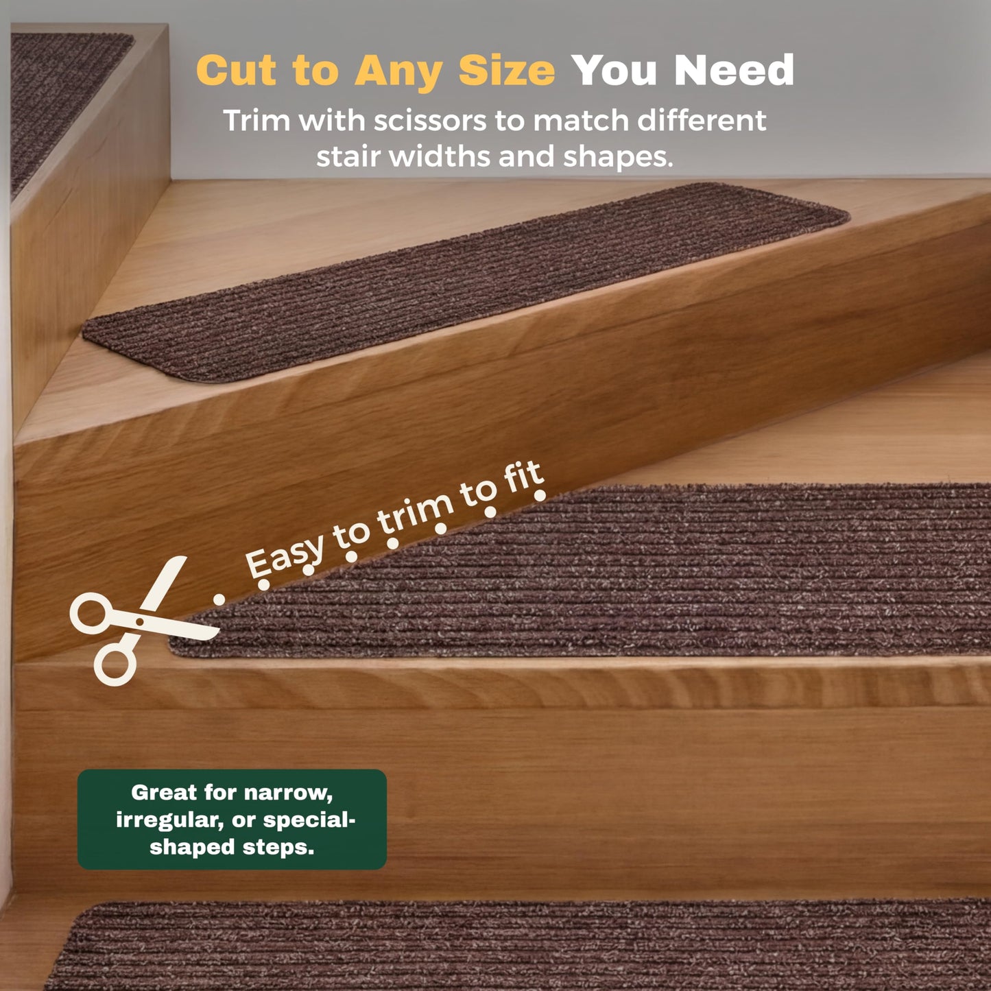 MBIGM Non-Slip Carpet Stair Tread Mat 30" x 30" Landing Rug-Matching Mat Non-Skid Safety Rug Slip Resistant - Brown