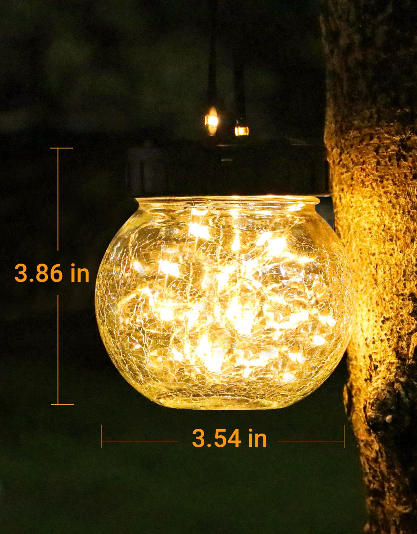 PARTPHONER Solar Lights Outdoor Waterproof 12-Pack, Solar Powered Hanging Lantern Cracked Glass Hanging Globes for Yard Decor Christmas Decoration, Shepherd Hook, Garden Tree Ornaments, Warm White