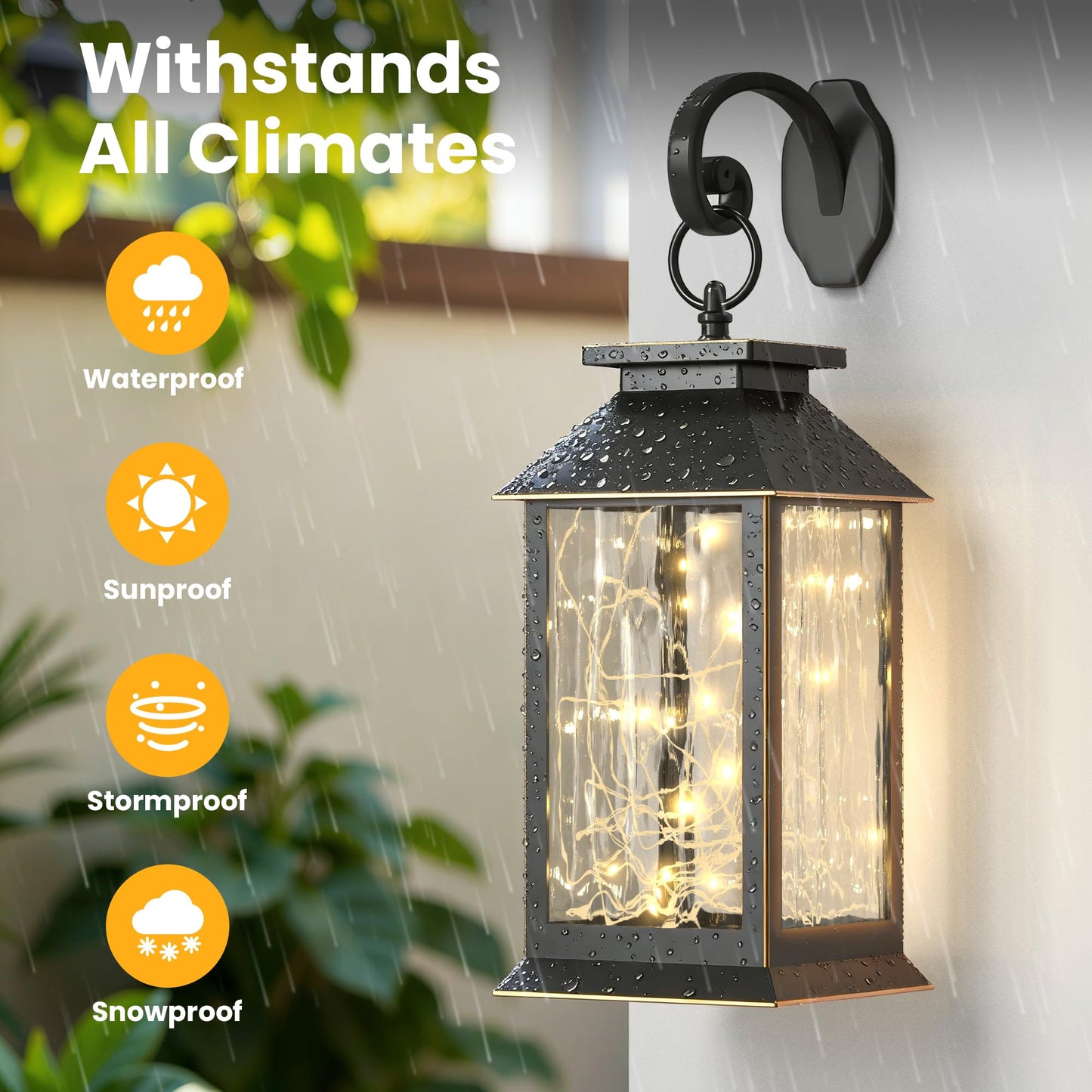 AYTPU 2-Pack Hanging Solar Lanterns, Water Ripple Glass Fairy Lights Design, Outdoor Waterproof, Upgraded Dual Power (Solar & AA Battery), Perfect for Porch, Patio, Indoor Tables and Mantelpiece