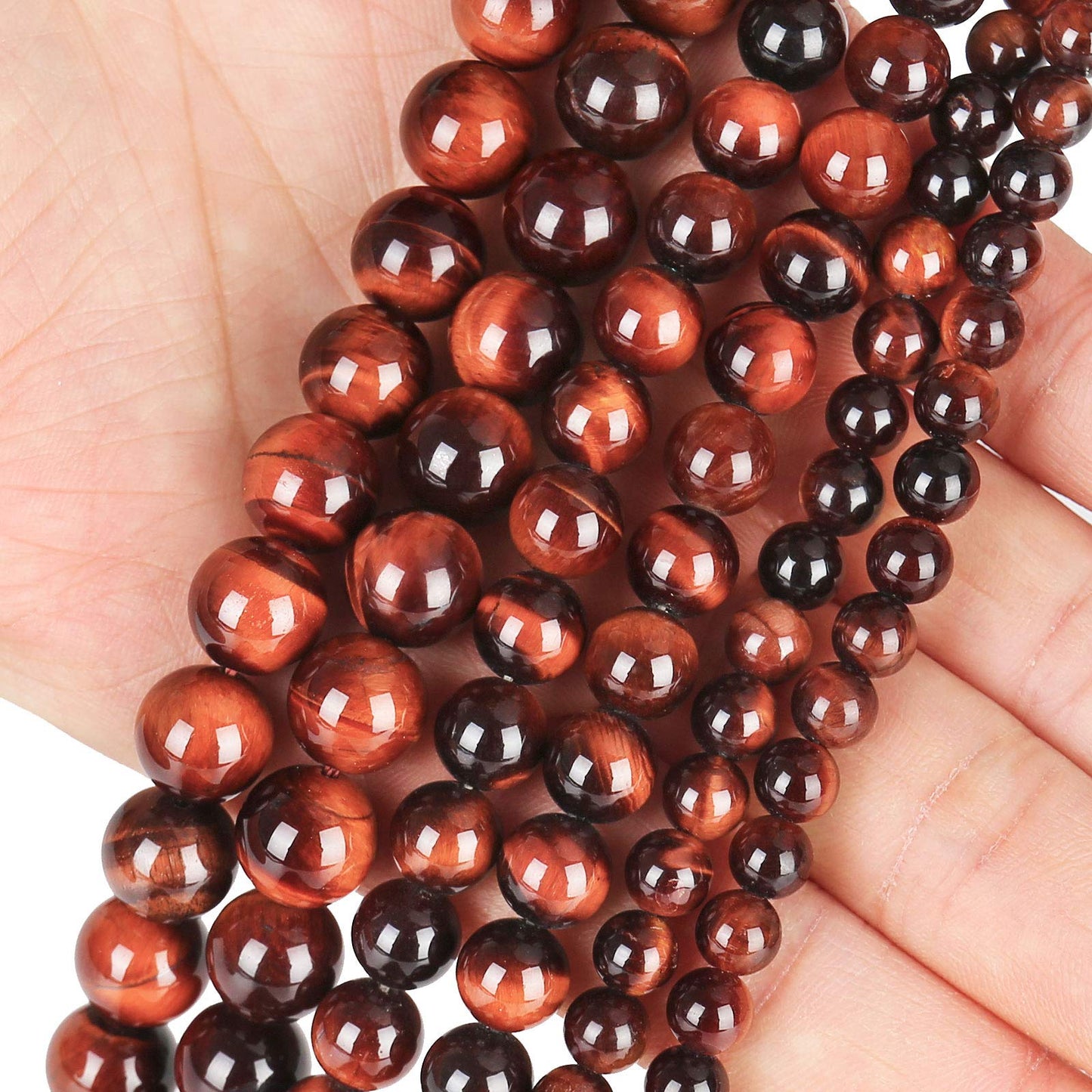 Natural Red Tiger Eye Beads, Grade AAA Gemstone Round Loose Beads 10MM 40PCs Bulk Lot Options, Semi Precious Stone Beads for Jewelry Making