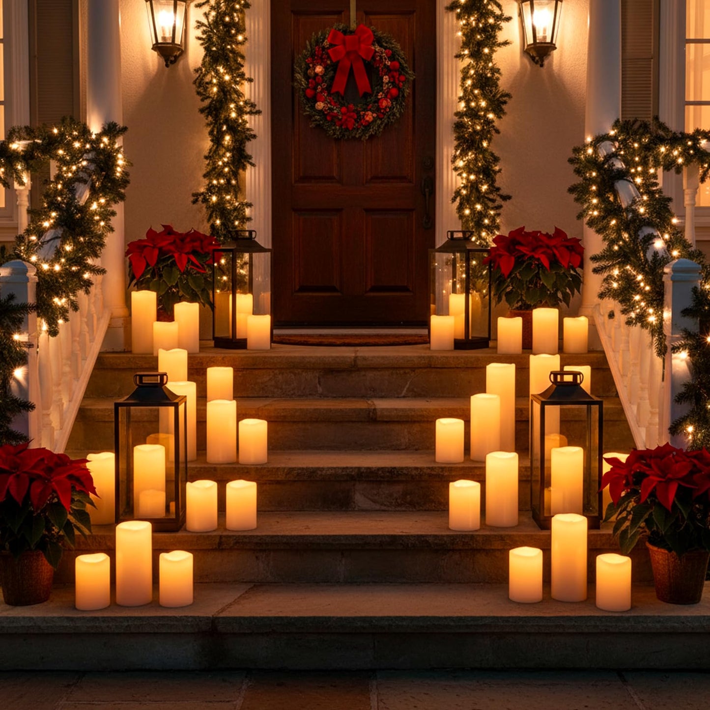Lumeavetra 6" 8" 10" x 4" Large Waterproof Outdoor Flameless Candles Battery Operated LED Pillar Candles for Indoor Outdoor Lanterns, Off White, Long Lasting, Set of 3