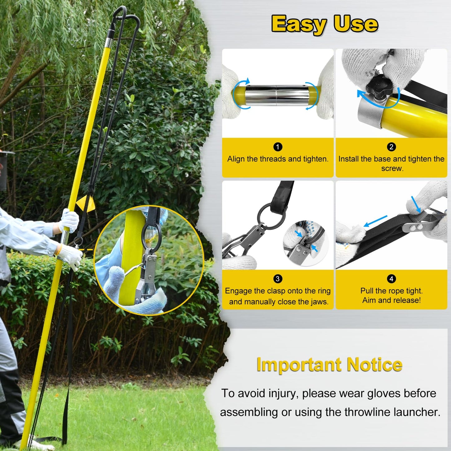 TGrasol Slingshot Arborist Throwline Rope Launcher, High-Accuracy & Effort-Saving Rope Slingshot for Tree Work & Line Placement (Upgrade with Trigger)
