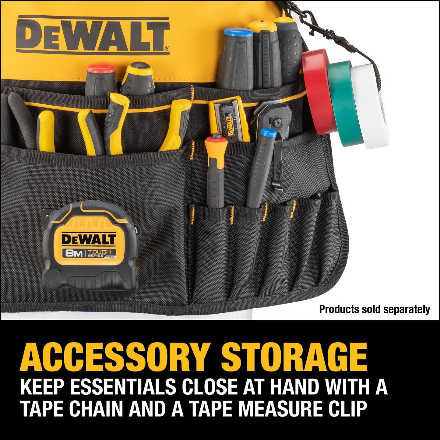 DEWALT Tool Organizer, 37 Pockets and Loops for Tool Storage Including a TOUGHCASE Pocket (DWST560109)