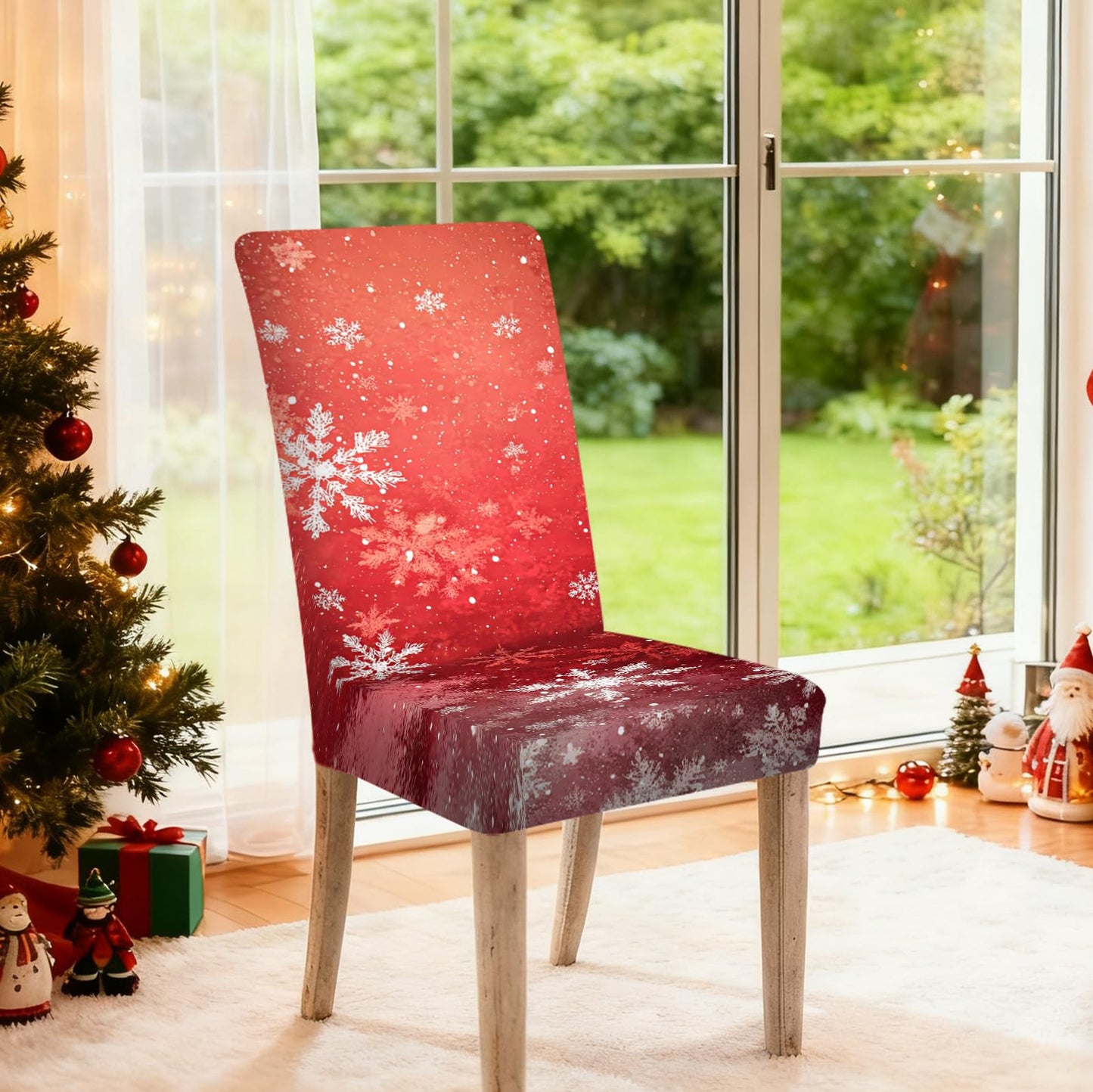 Nuxovilar Red Snowflake Stretch Chair Covers 23.6x70 Inches - Dining Chair Slipcovers Set of 2, Elegant Decor for Dining Room, Parties & Daily Use