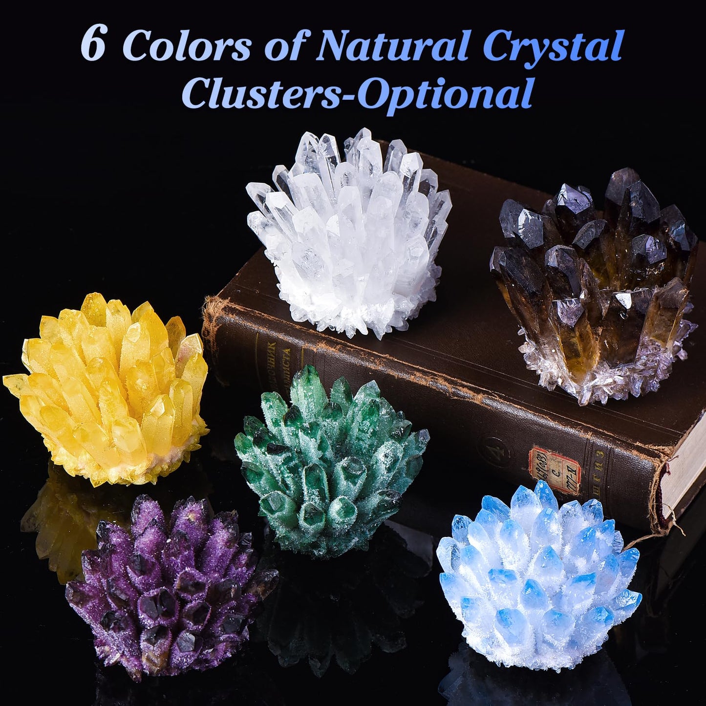 Natural Crystal Cluster Clear Quartz Mineral Crystal Cluster Cluster Healing Ornament Hue Reflection Feng Shui Home Decor (White)