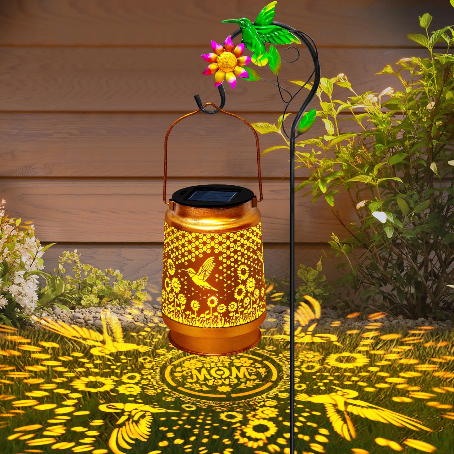 Mothers Day Gifts Solar Lanterns Outdoor Waterproof Hummingbird with Shepherd Hook,Hummingbird Garden Decor Birthday Gifts for Women Mom,Hanging Solar Lights Metal Bird Decorative for Yard,Patio,Porch