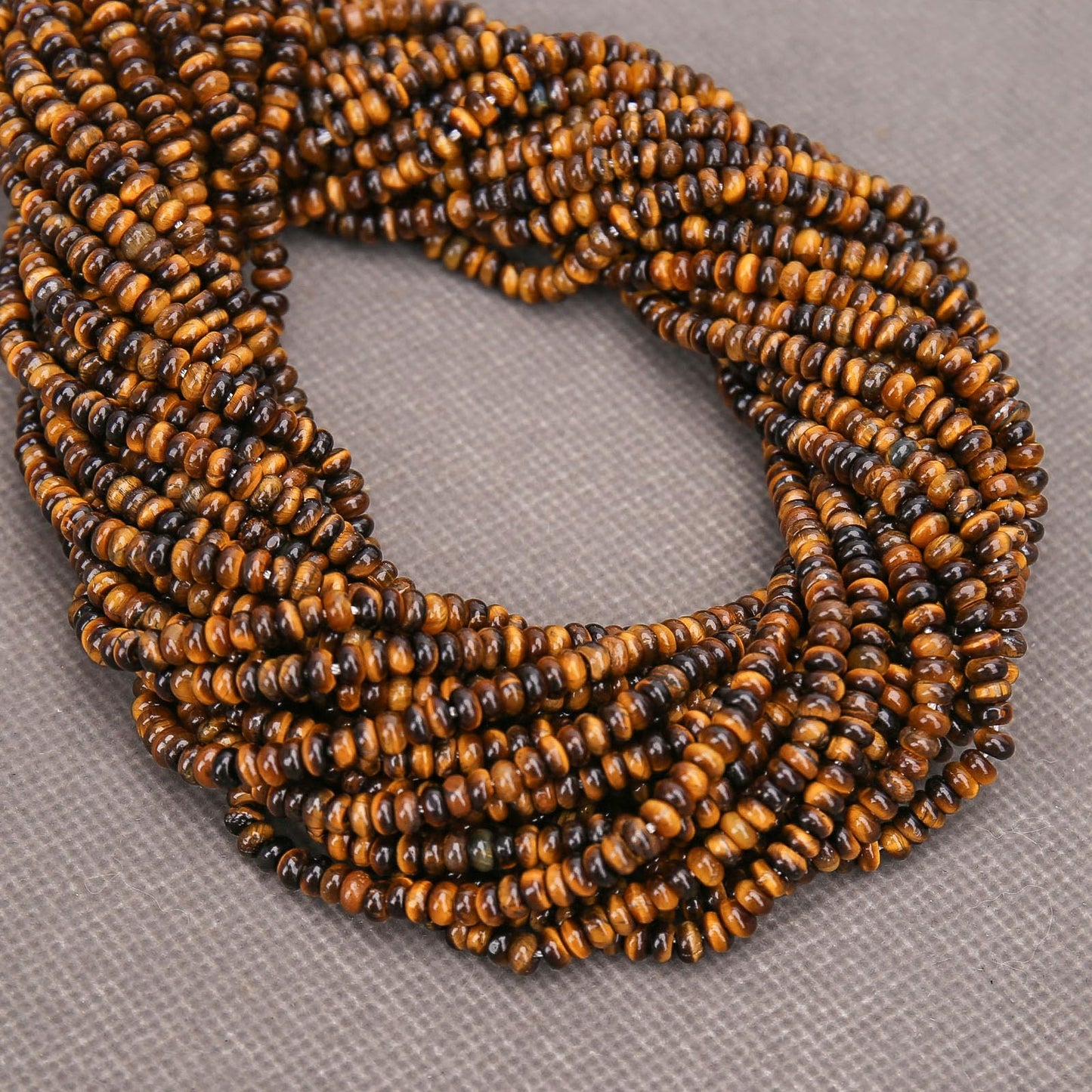 BONNY BOXX 1 Strand (150PCs) Natural 2 * 4mm Classic Tiger Eye Rondelle Beads, Natural Abacus Disk Stone Beads Loose Spacer Gemstone for DIY Bracelet Necklace Jewelry Making