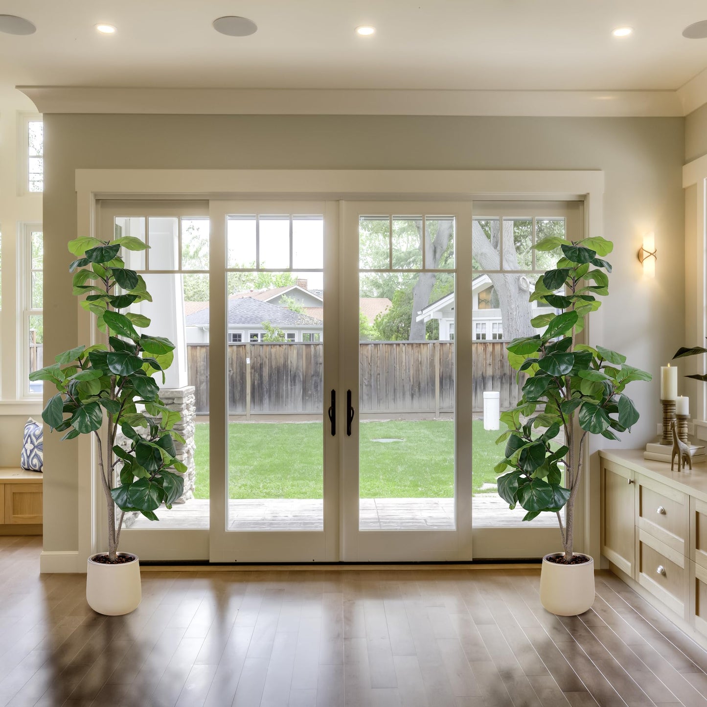 Jocoevol Artificial Fiddle Leaf Tree, 6ft Faux Plant Fake Ficus Lyrata Trees with White Planter, Artificial Fig Trees Floor Plants for House Office Living Room Indoor Home Decor, Housewarming Gift