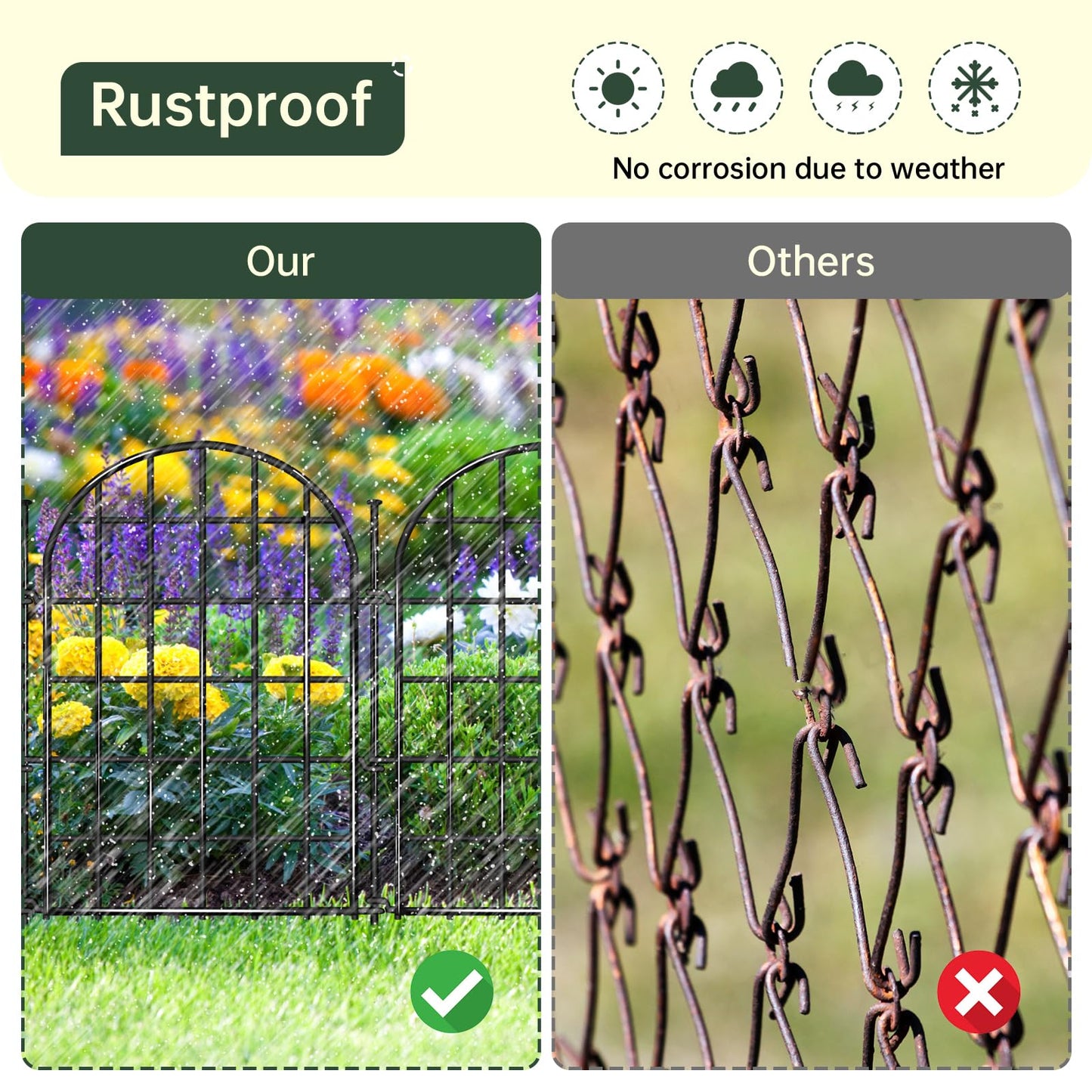 32.5 ft(L) x 22 in(H) Garden Fence, 30 Panels Arched No Dig Fence, Decorative Animal Barrier Fencing with Ground Stake, Rustproof Metal Garden Edging Border for Dog, Rabbit, Outdoor Yard Patio Decor
