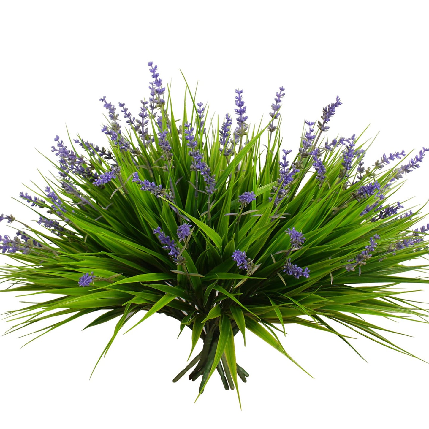 alyptus 12 Bundles Artificial Plants Outdoor Fake Monkey Grass with Flowers for Pot UV Resistant Plant Decor for Window Garden Patio Hanging Planter Pathway Front Porch (Grass with Flowers)
