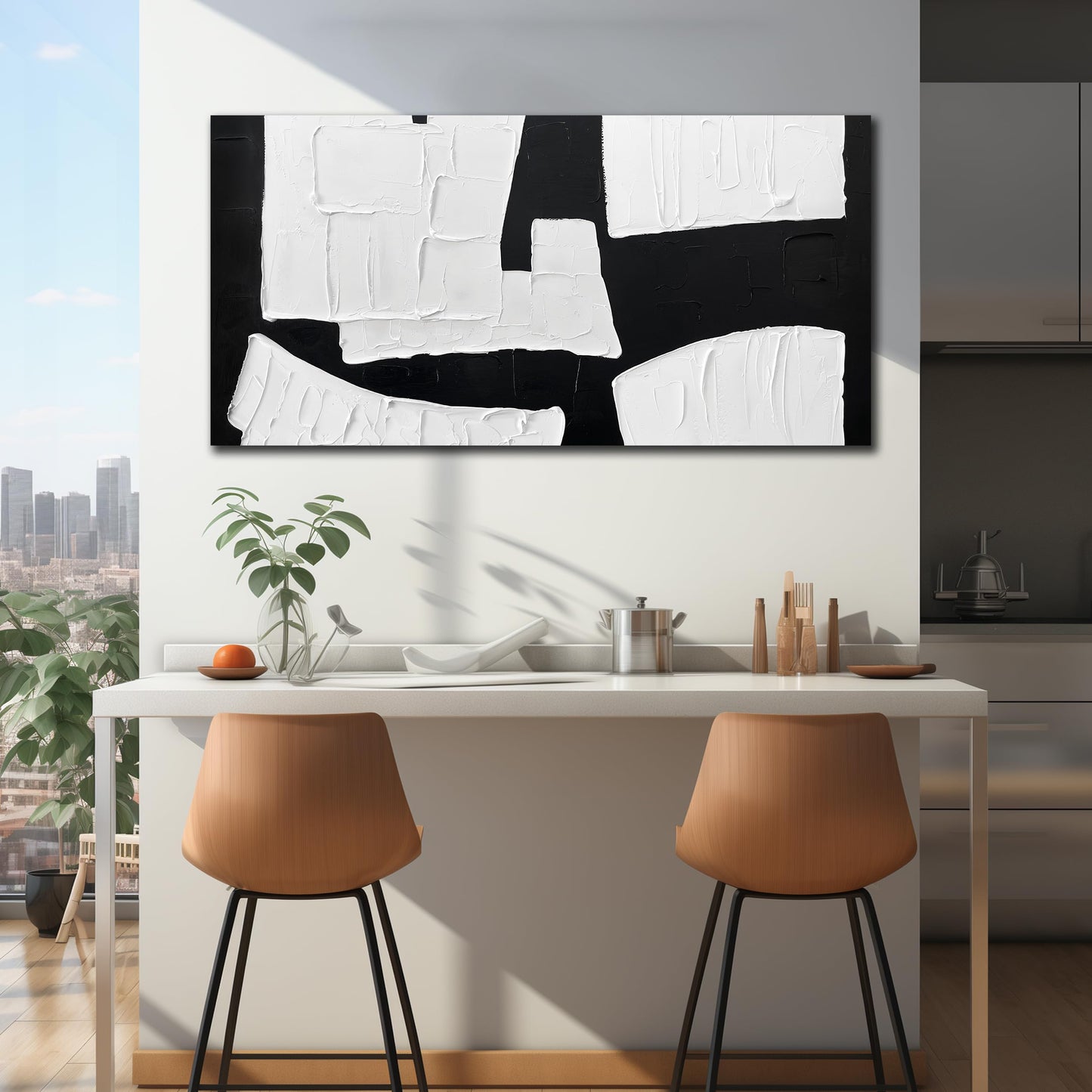 MDHKVPM Abstract Painting Wall Art Bedroom Black and White Canvas Wall Art for Living Room Home Office Wall Decor Ready to Hang 20 x 40 Inch